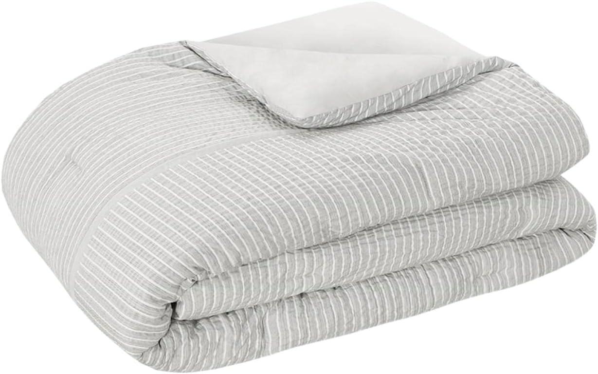Beautyrest Apollo 3 Piece Striped Seersucker Oversized Comforter Set