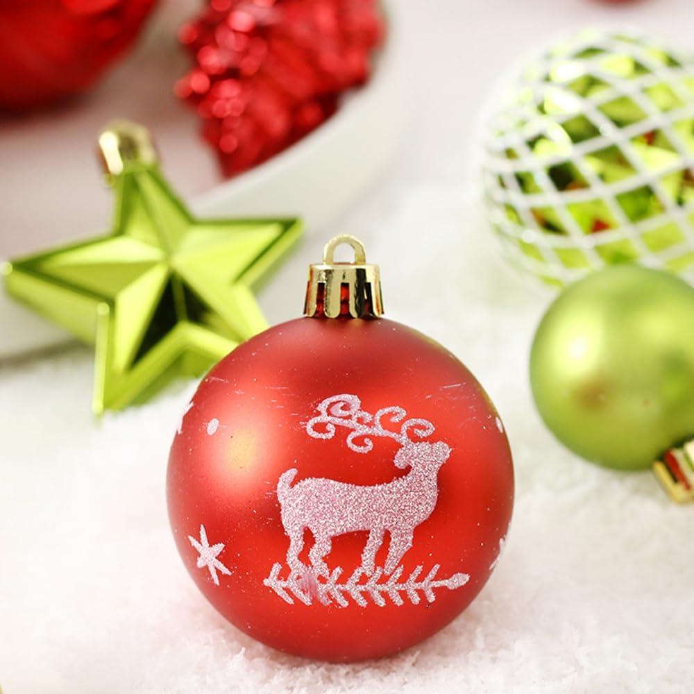 BENESKY Christmas Tree Decorations Set, 70ct Red and White Shatterproof Christmas Ball Ornaments Bulk, Hanging Ornaments for Christmas Trees Xmas Holiday Decor