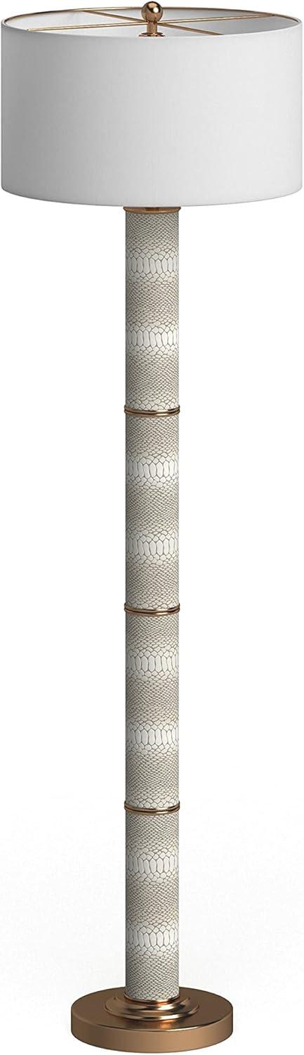 Marcello 60.5 Inch H Faux Snakeskin Floor Lamp - Off White - Safavieh