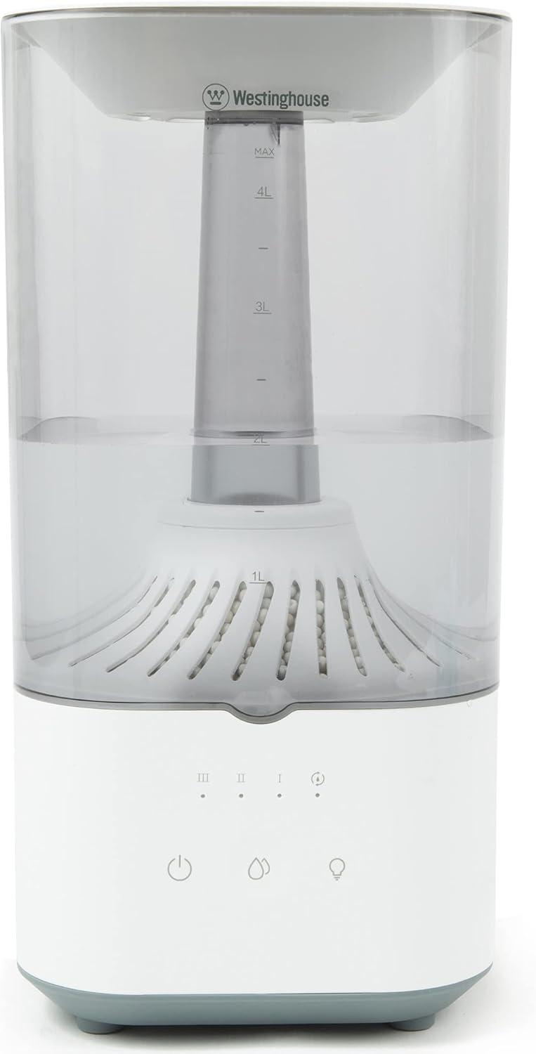 Westinghouse Ultrasonic Humidifier, 4.5L Top Fill Quiet Air Humidifier with LED Night Light and Touch Control, Adjustable Mist for Large Bedrooms