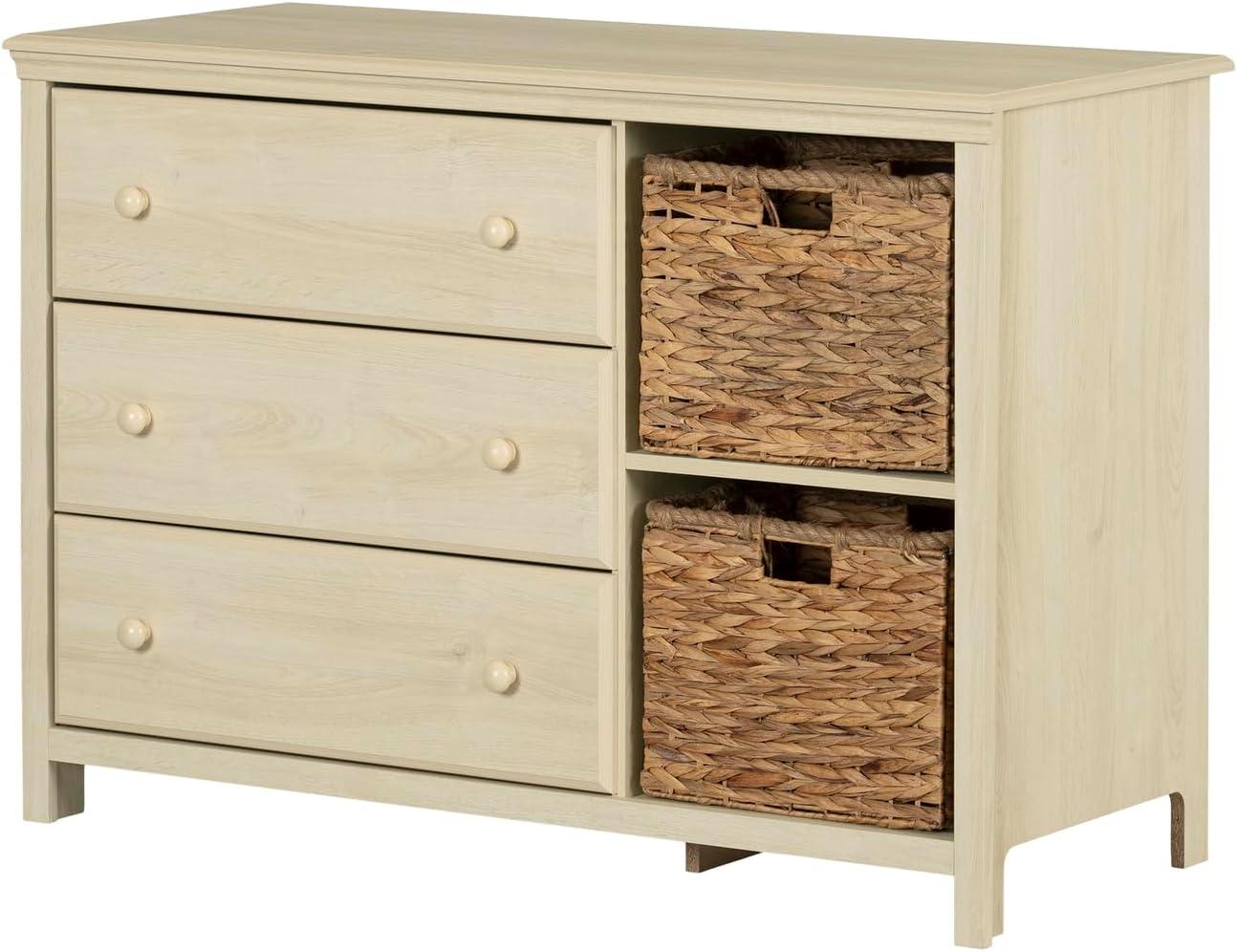 Cotton Candy 3-Drawer Dresser with Storage Baskets