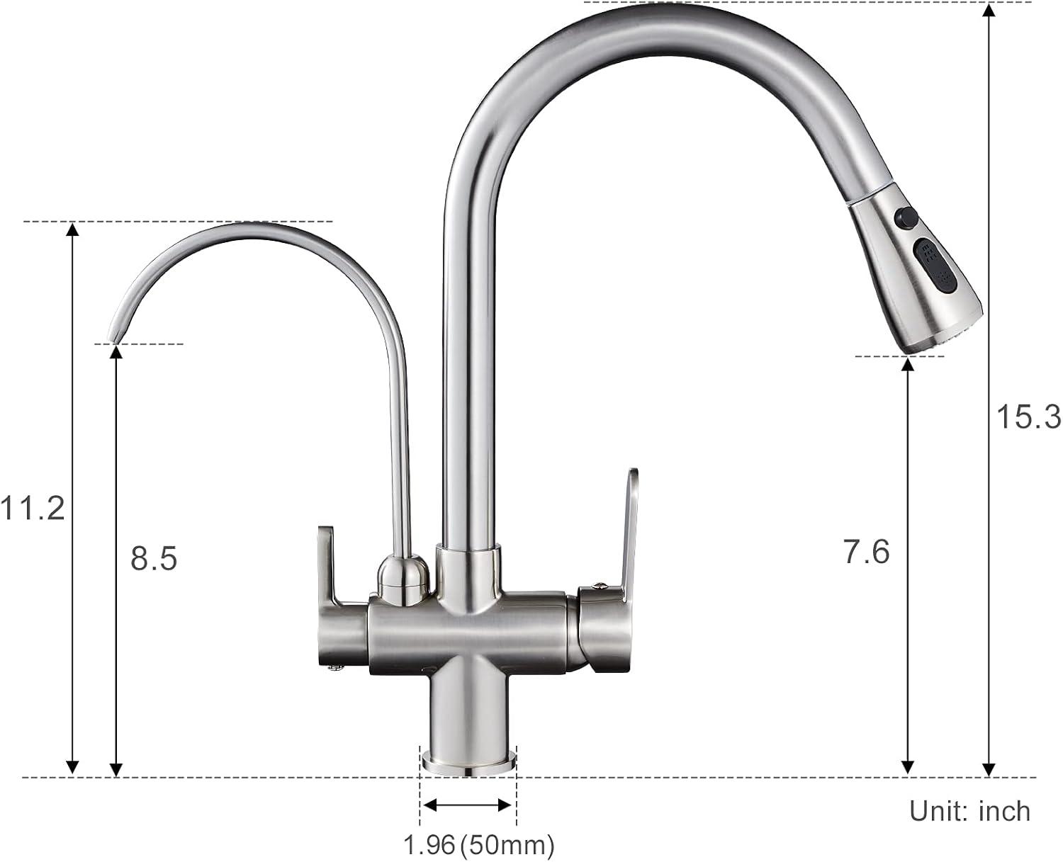 Brushed Nickel Dual Handle Kitchen Faucet with Pull-out Spray