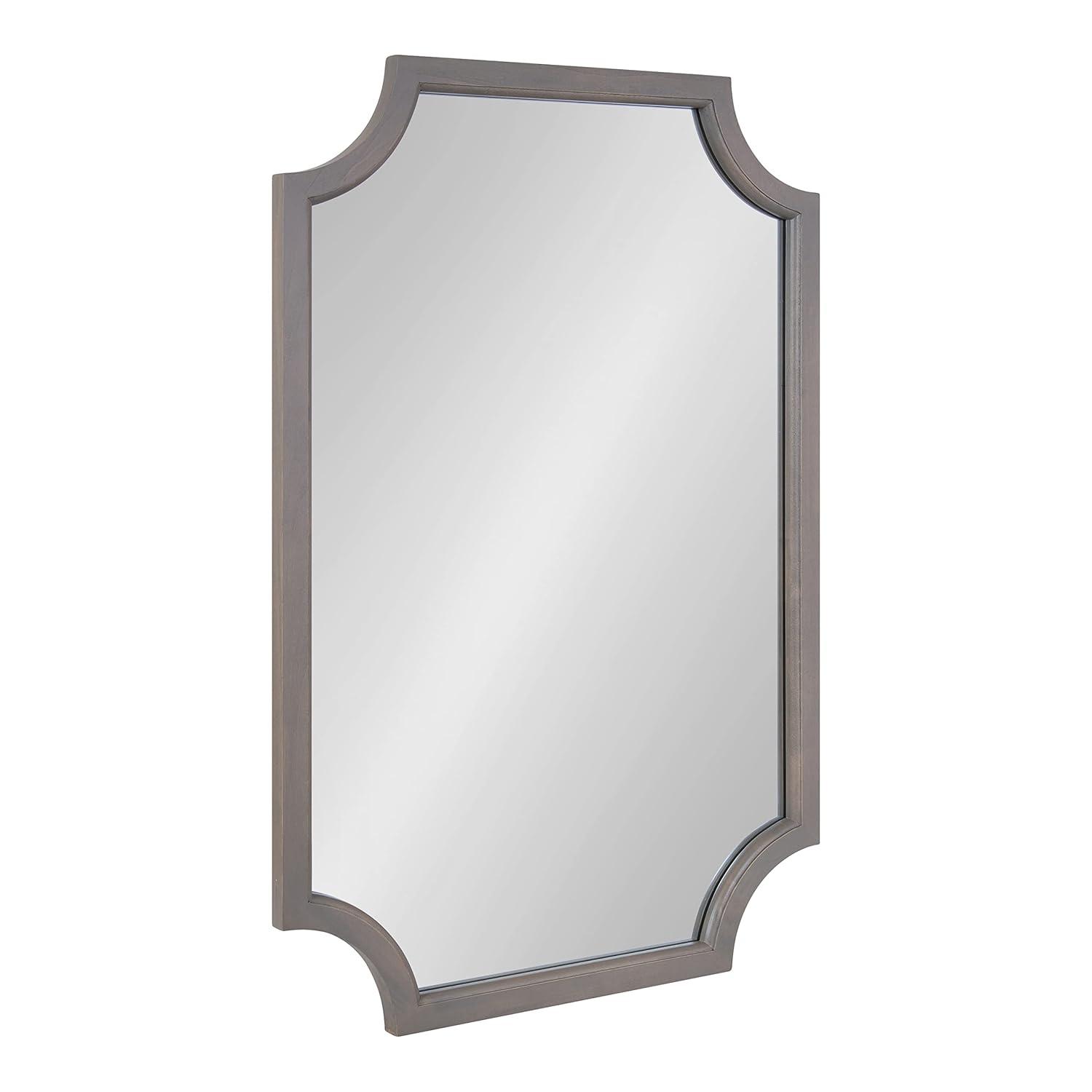 Kate & Laurel All Things Decor 24"x36" Hogan Framed Scallop Wall Mirror Gray: Modern Design, No Assembly Required