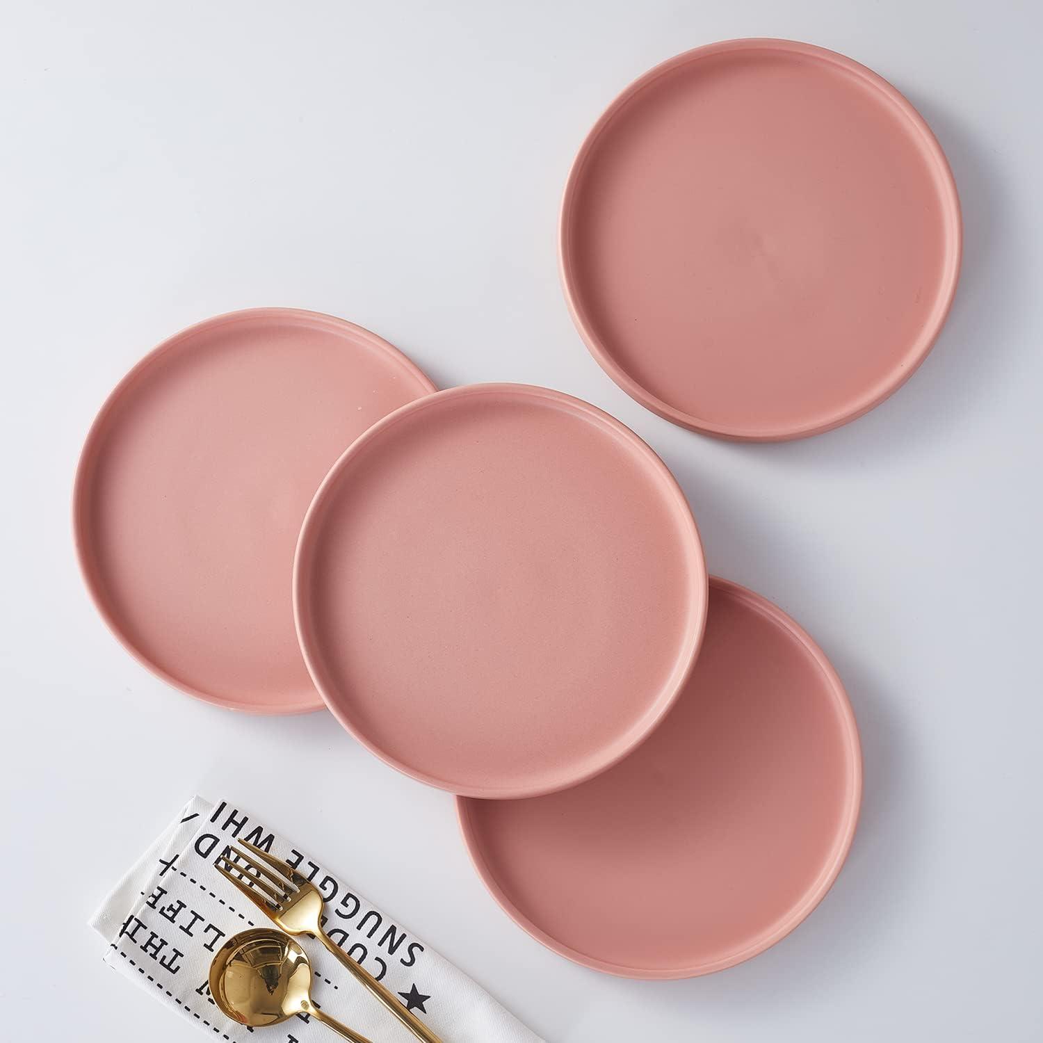 Terracotta Porcelain Minimalist Salad Plates, 6-Piece Set