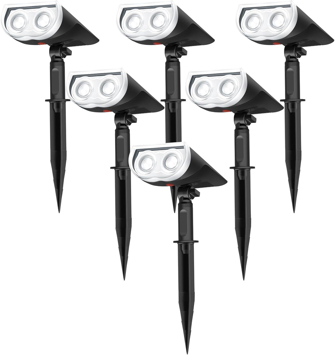 Solar Powered Black LED Pathway Spotlights, 6-Pack