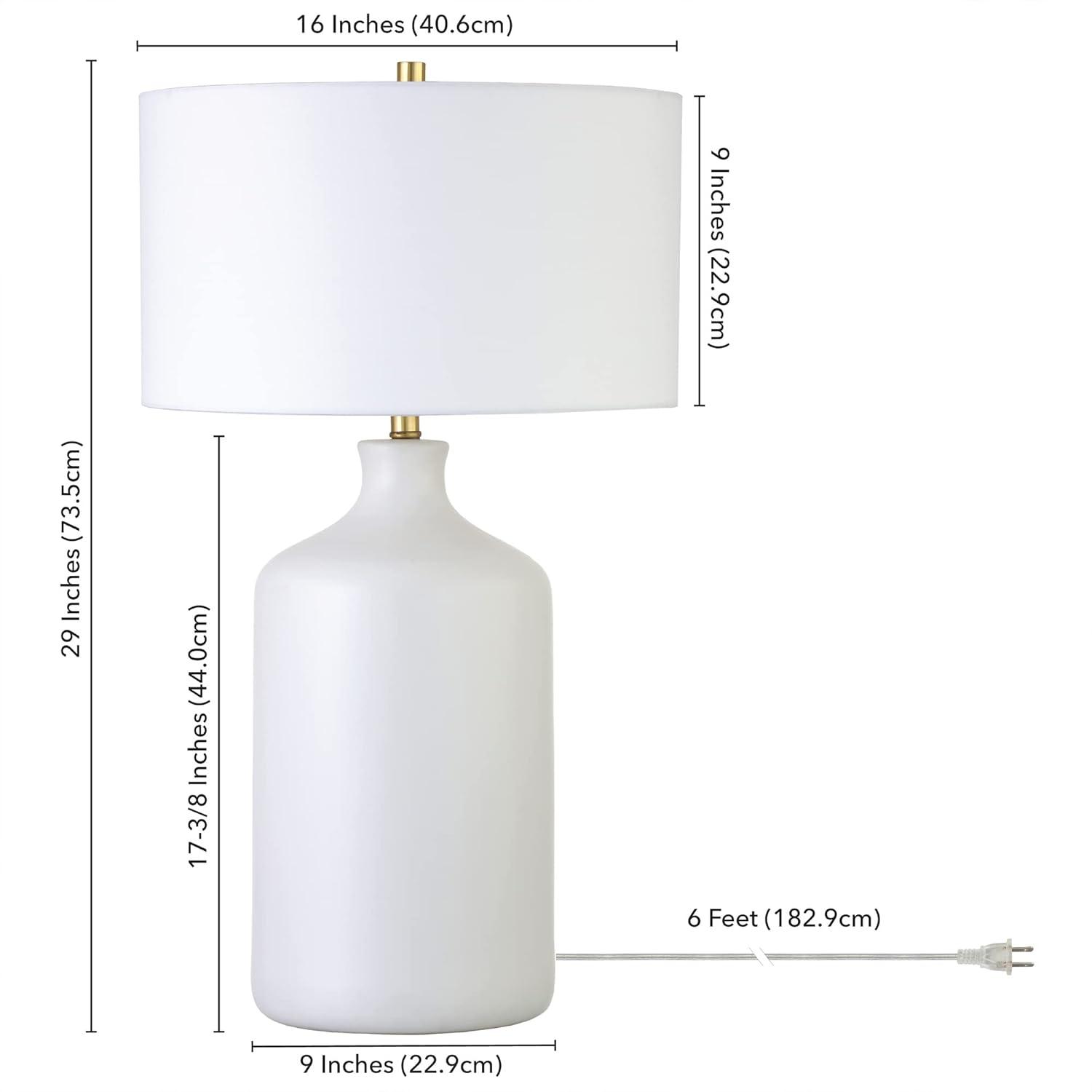 Evelyn&Zoe Sloane 29" Transitional Ceramic Table Lamp with White Drum Fabric Shade