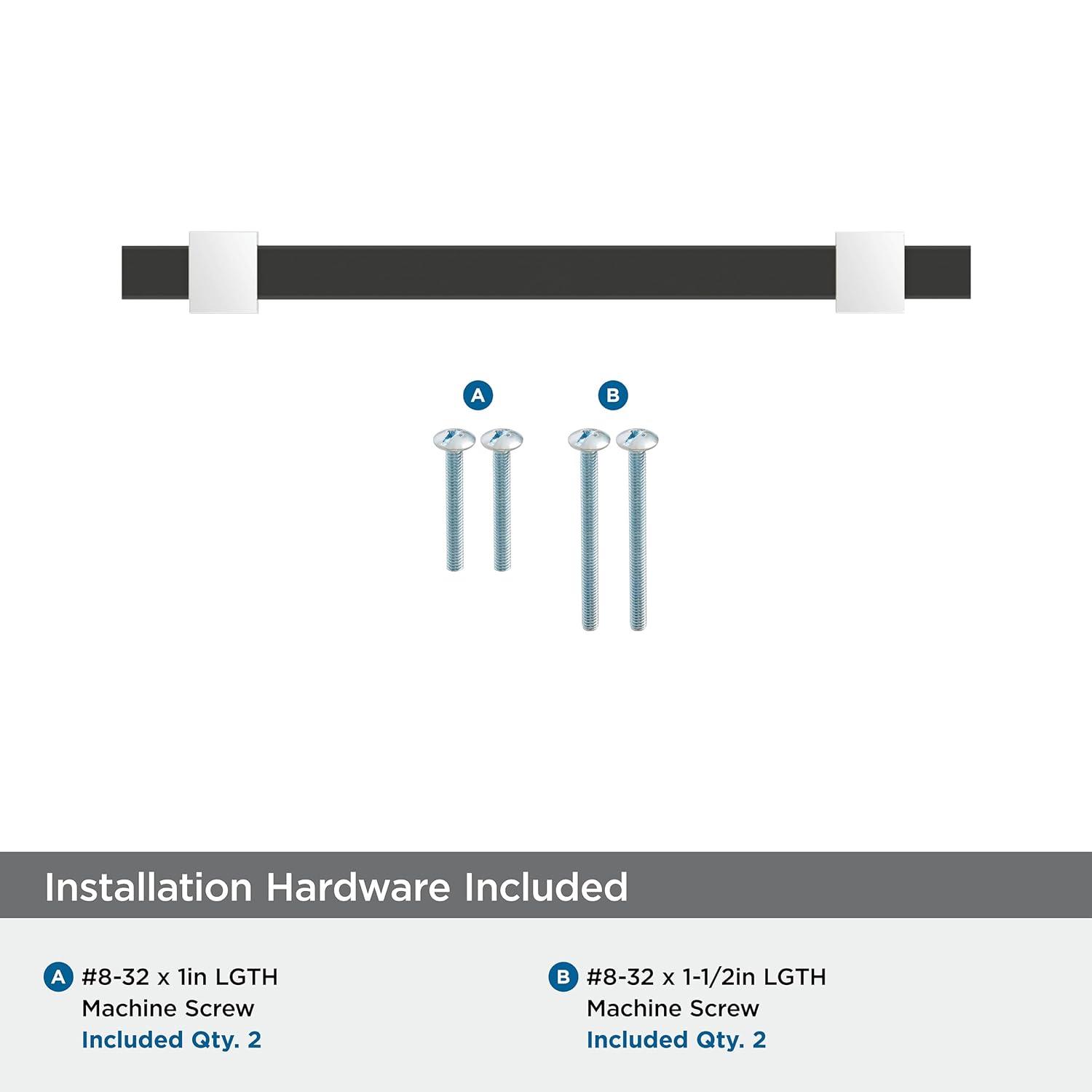 Amerock Mulino 3-3/4 inch (96mm) Center-to-Center Matte Black/Polished Chrome Cabinet Pull