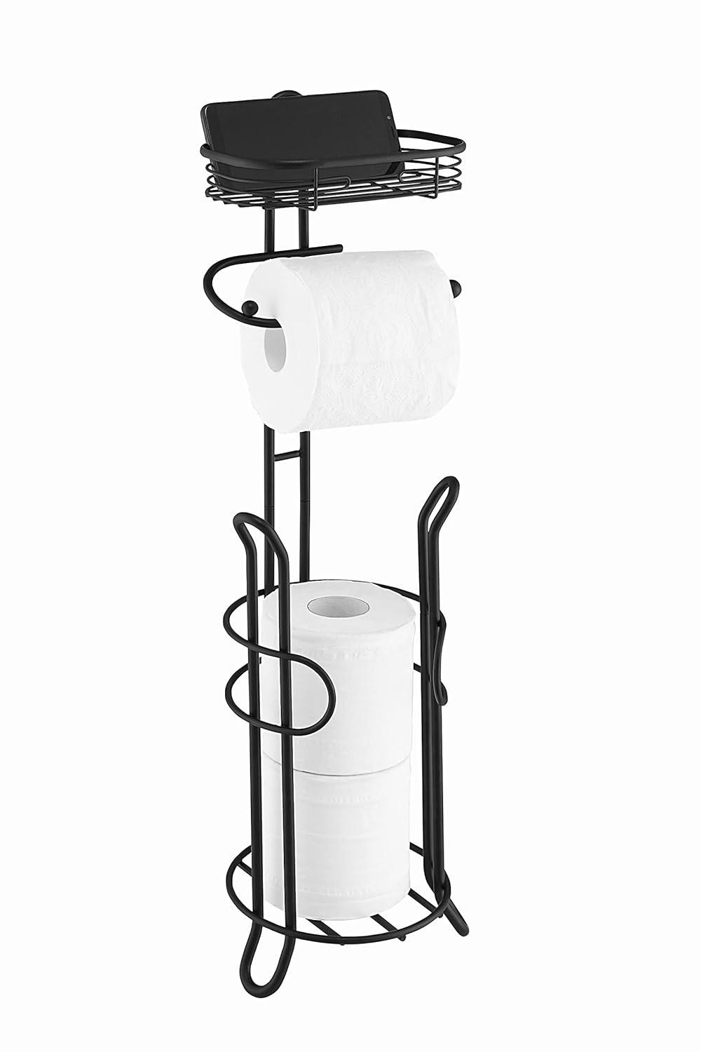 SunnyPoint Bathroom Heavyweight Toilet Tissue Paper Roll Storage Holder Stand Black (HL-TPS-01BLK)