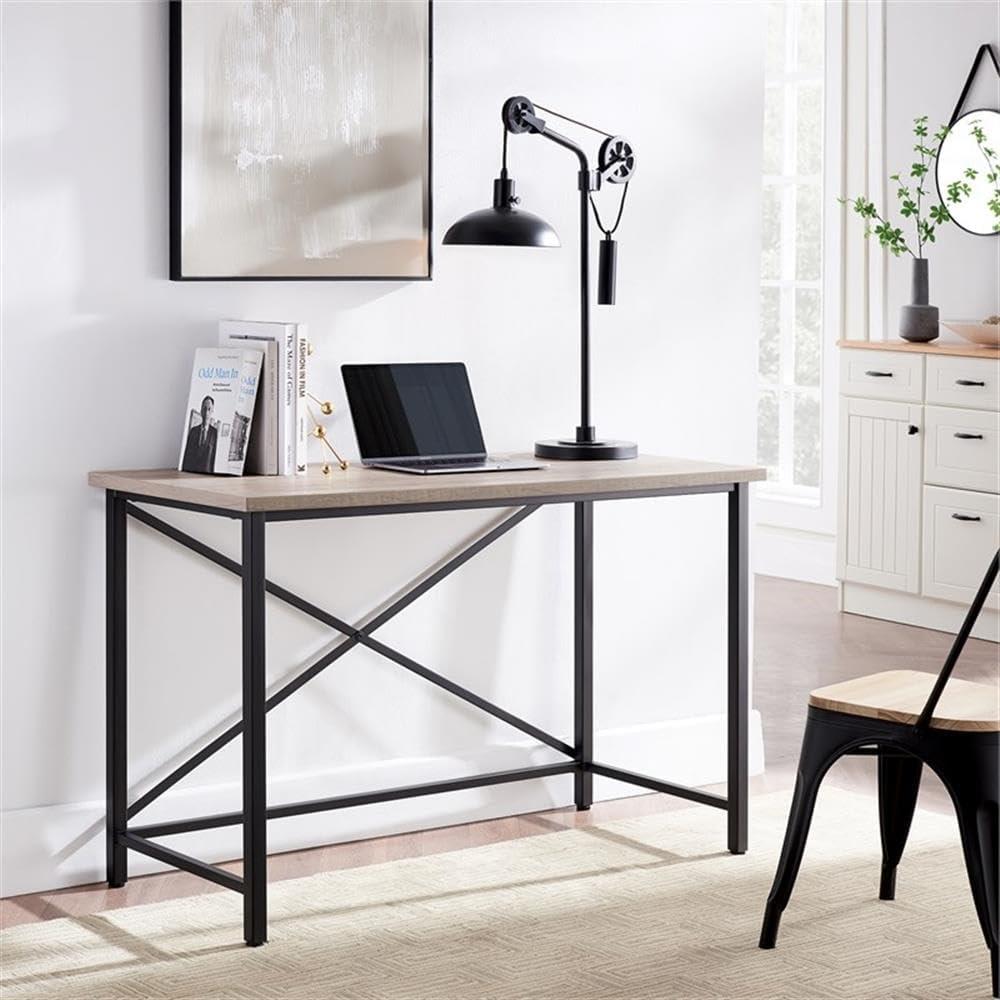 Martina 47" Black and Gray Oak Wood Desk