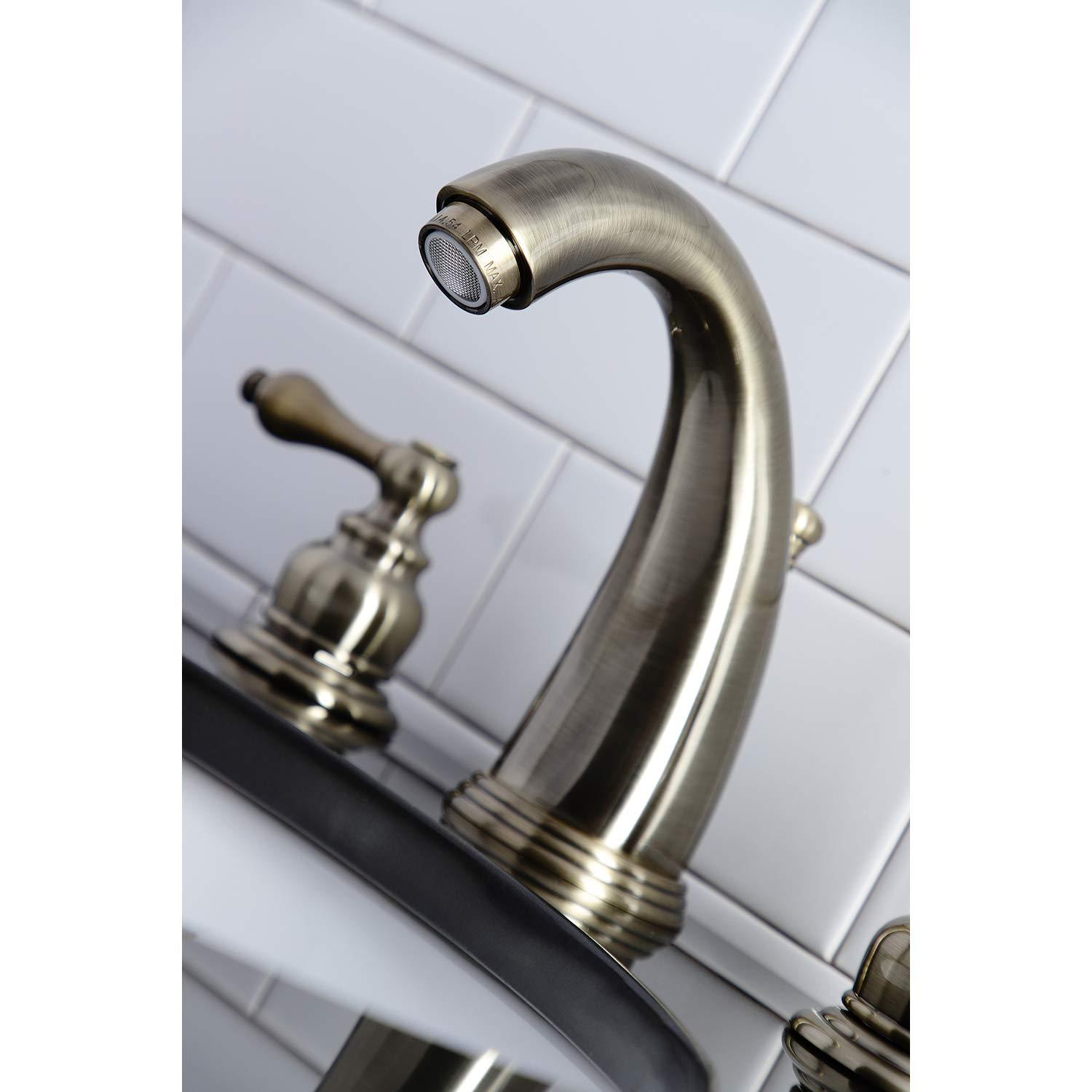 Kingston Brass KB983ALAB Victorian 2-Handle 8 in. Widespread Bathroom Faucet, Antique Brass