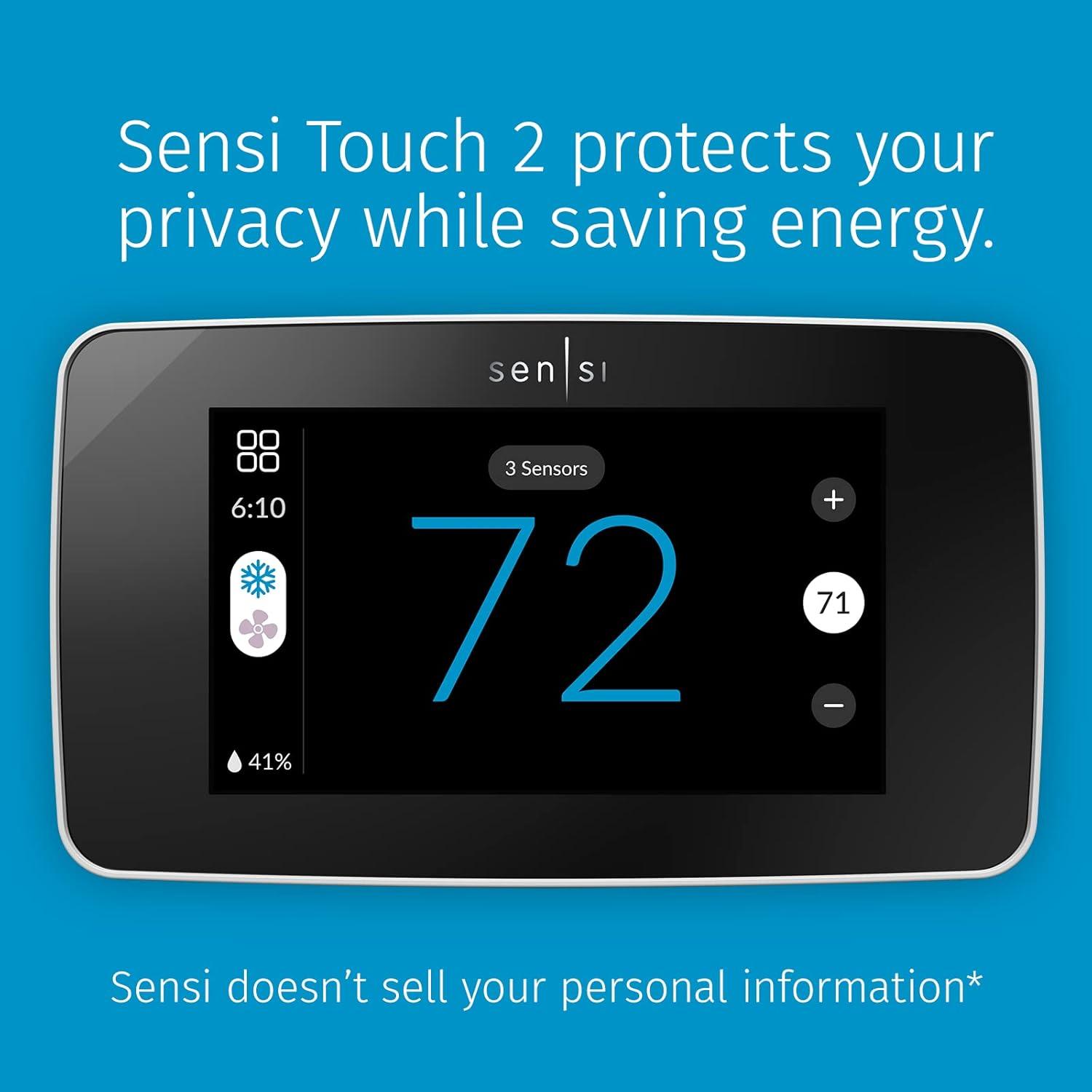 Sensi Touch 2 Black Programmable Smart Thermostat with LCD Display