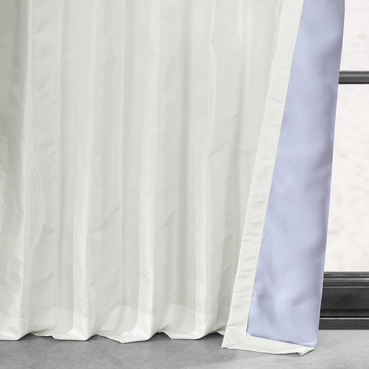 Navy Blue Blackout Faux Silk Taffeta Curtain (1 Panel), Navy Blue, 50W X 108L