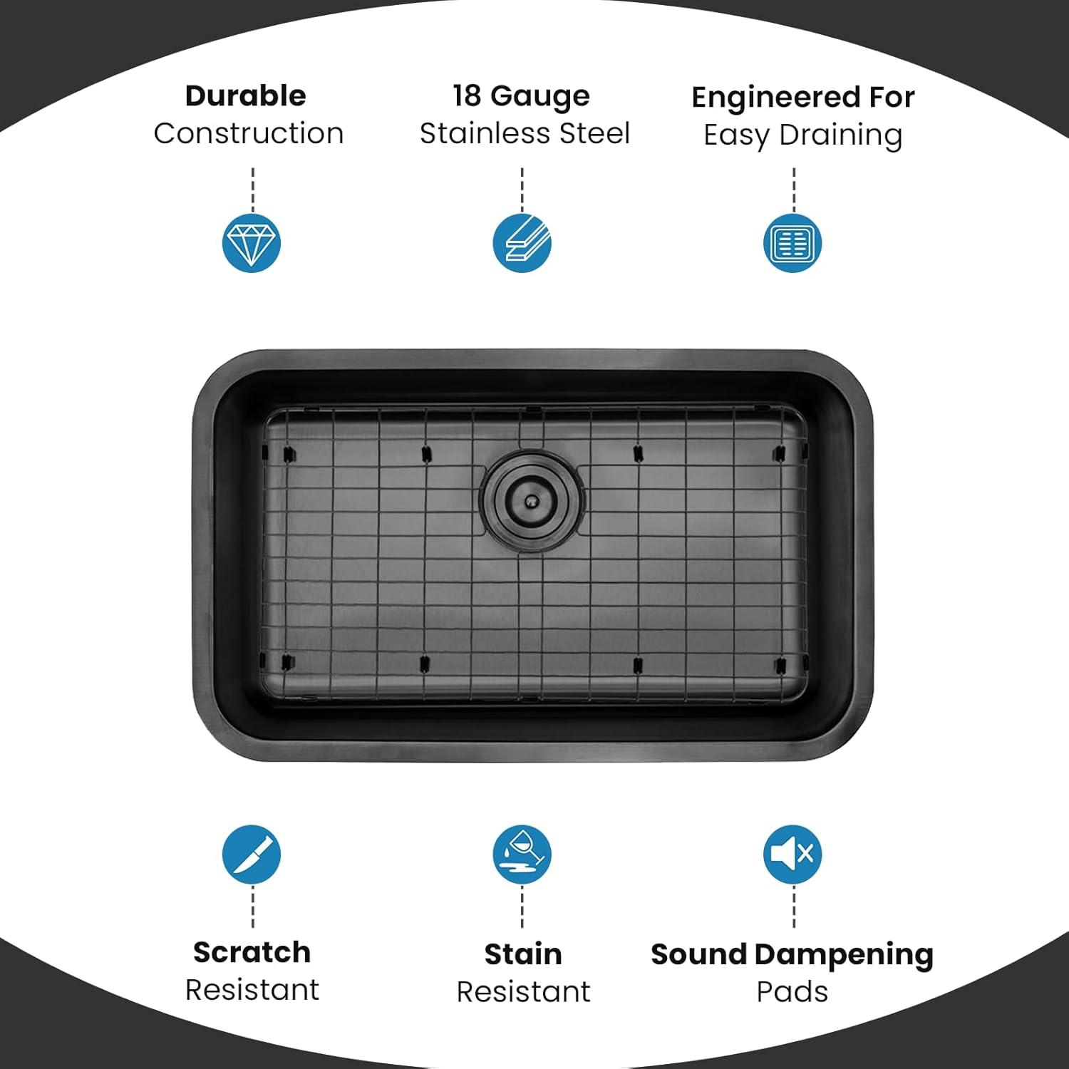 Brushed Stainless Steel Undermount Single Bowl Kitchen Sink