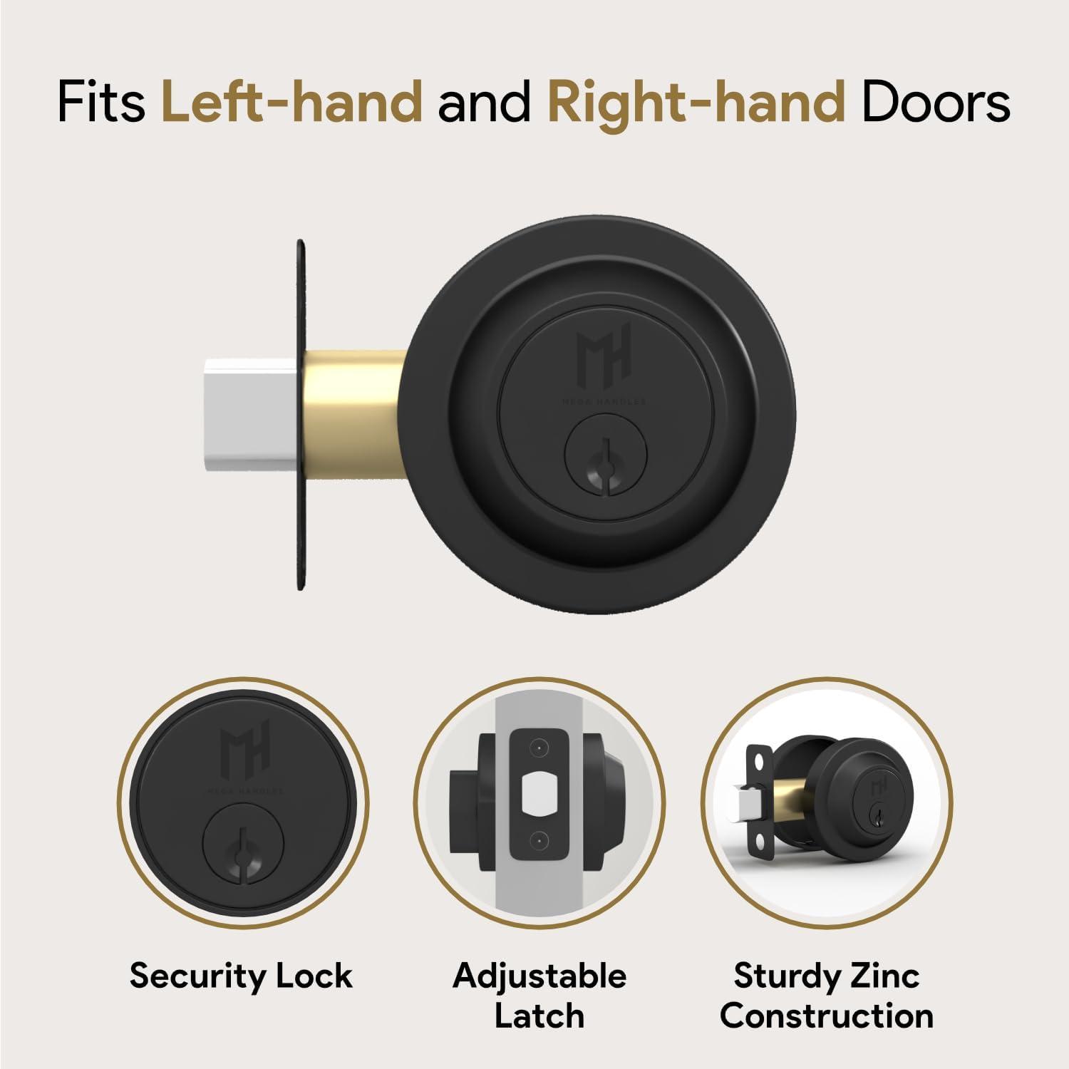 Matte Black Universal Handing Round Deadbolt for Entry Doors