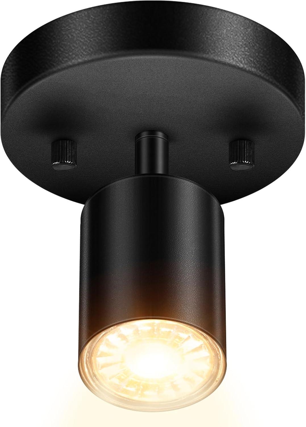 LED 3 Light Track Lighting Kit, LED Track Lighting Fixtures, White Round Ceiling Spot Lighting, Flexibly Rotatable Light Head for Kitchen, Living Room, Bedroom, GU10 Bulb Not Included