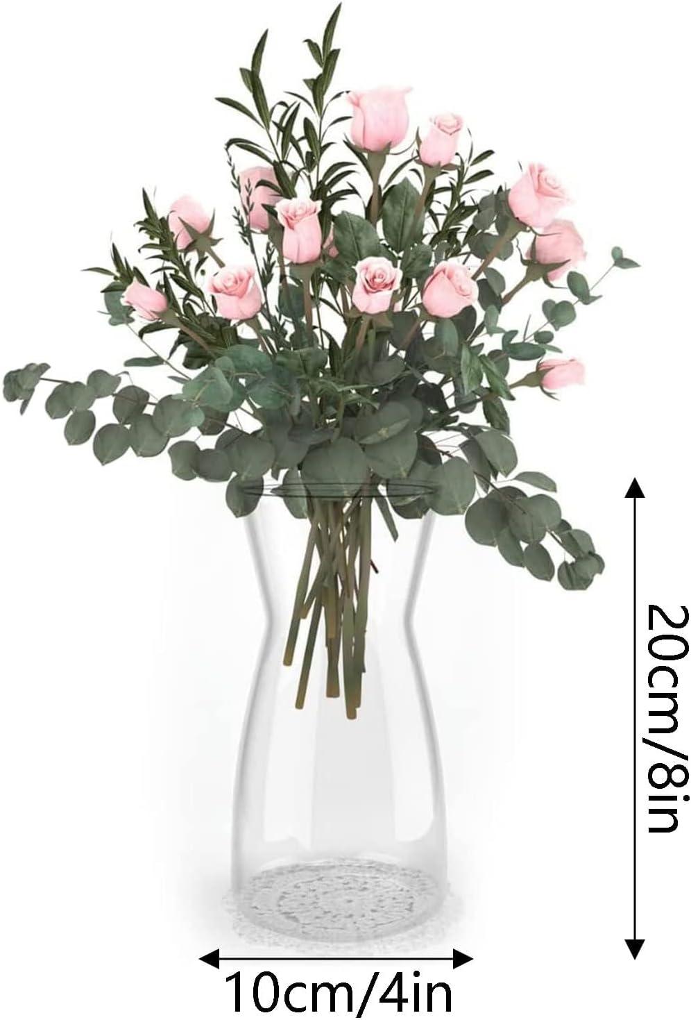 Clear 8-Inch Glass Bottle Vase for Bouquets