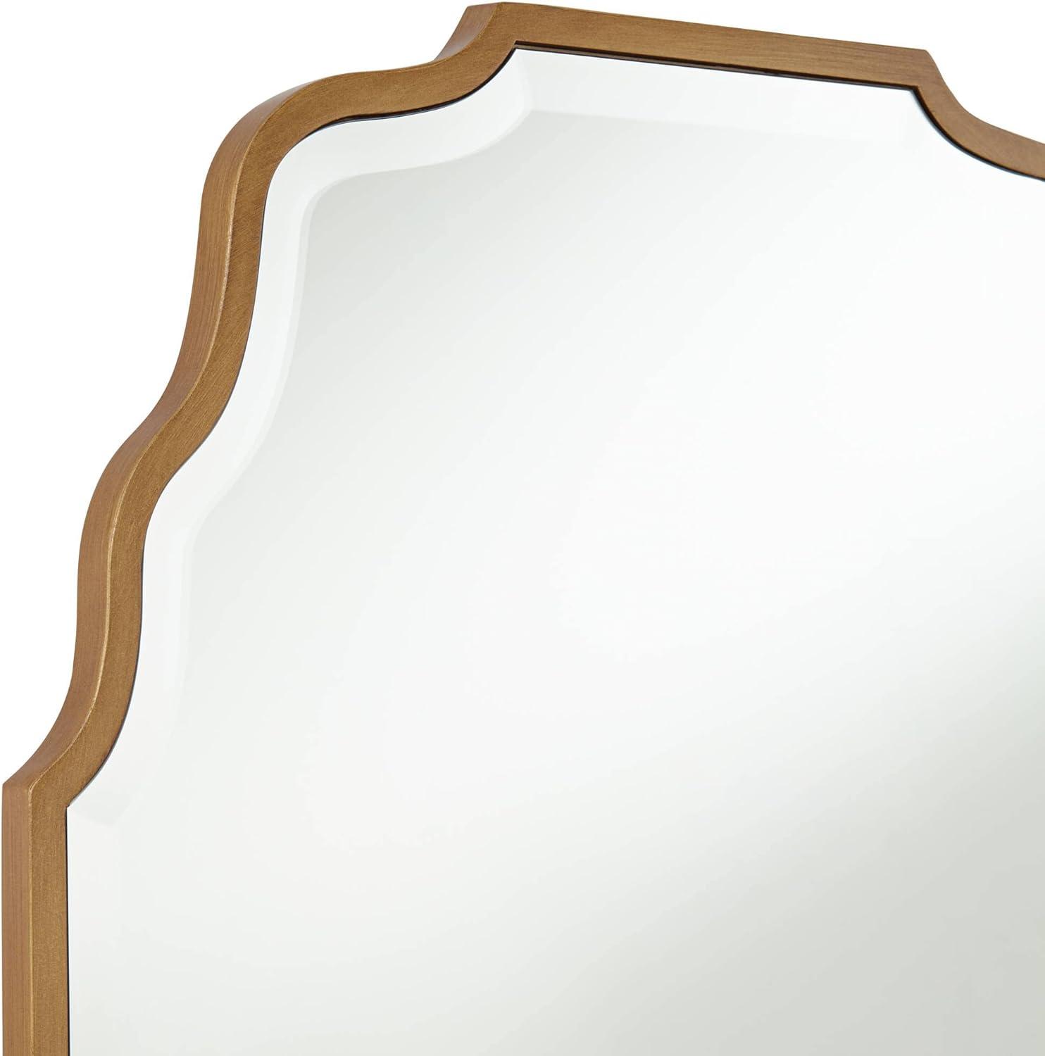 Elegant Waved Arch Gold & Wood Rectangular Wall Mirror 45"