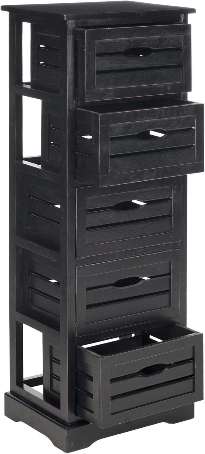 Samara 5 Drawer Cabinet - AMH5714 - Distressed Black - Safavieh Couture