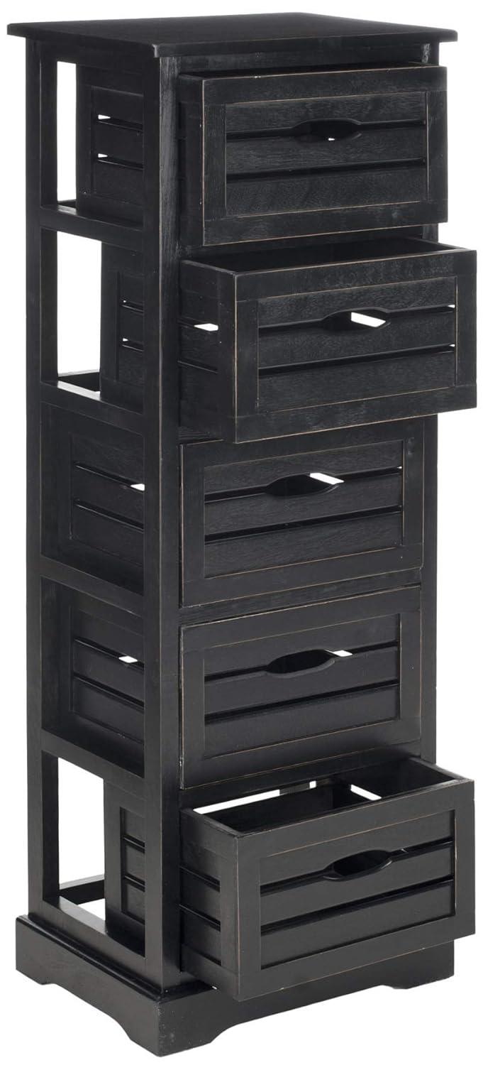 Samara 5 Drawer Cabinet - AMH5714 - Distressed Black - Safavieh Couture