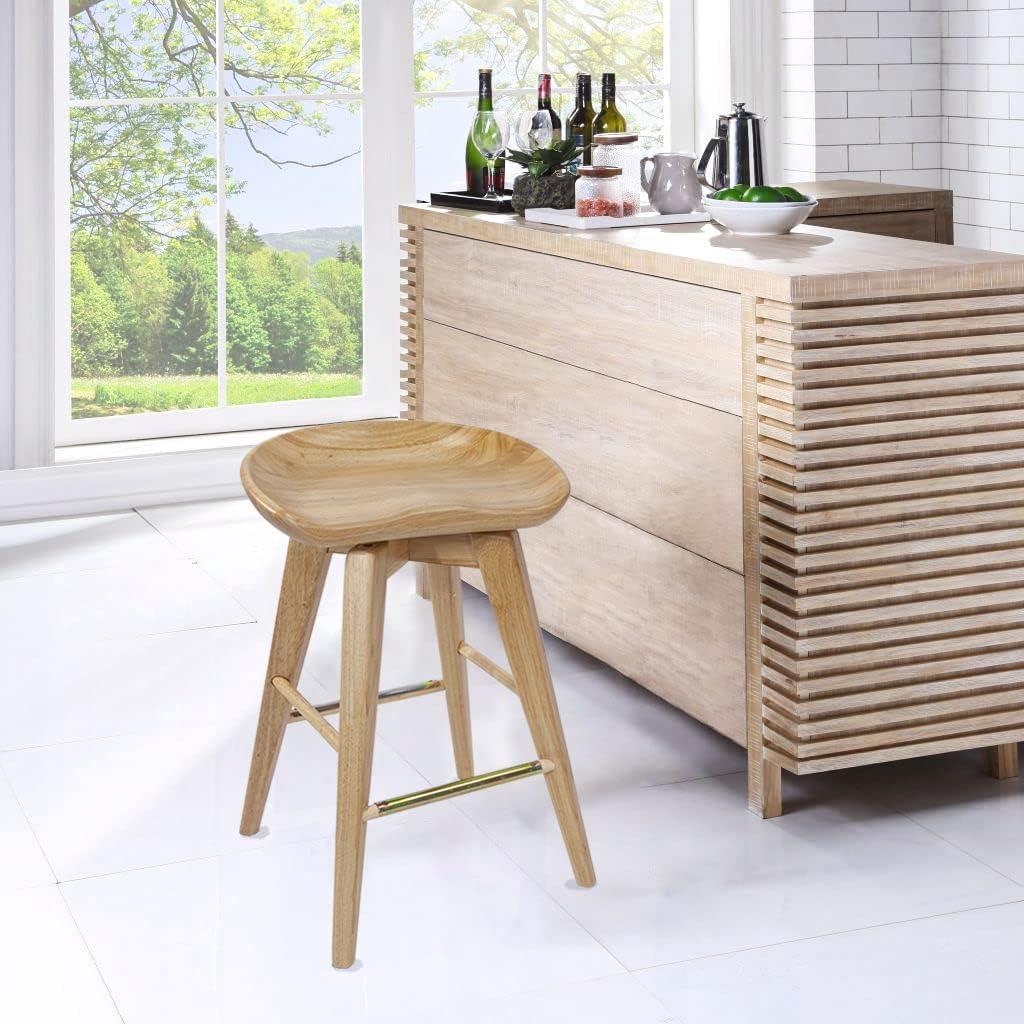 24" Bali Swivel Counter Height Barstool Hardwood/Natural - Boraam: Flared Legs, Backless Design