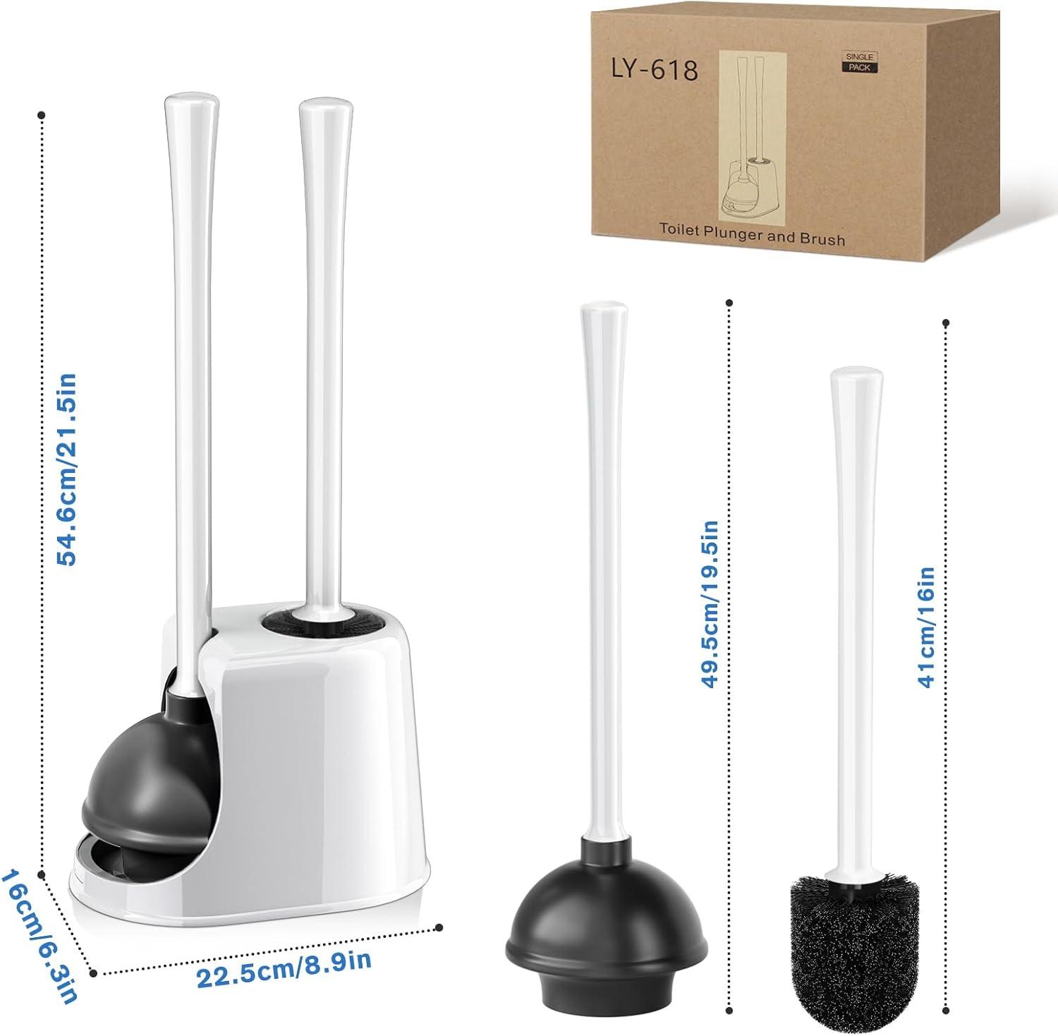 White 2-in-1 Toilet Plunger and Brush Set with Holder