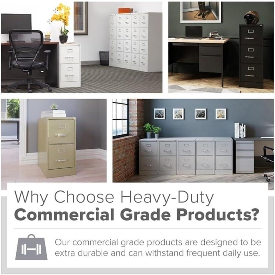 Pemberly Row 4 Drawers 52" Vertical Black Metal Filing Cabinet Lockable Pre-Assembled Stationary Letter Size for Home, Office