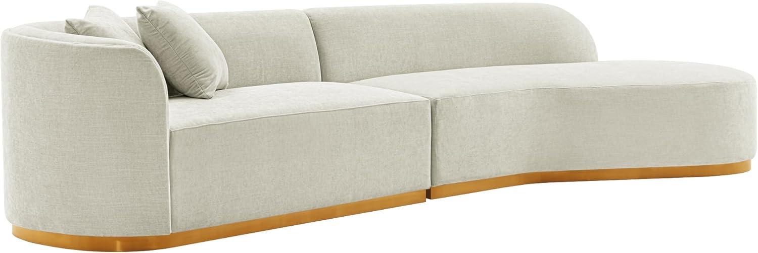 131.89" Daria Linen Upholstered Sofa Sectional with Pillows Ivory - Manhattan Comfort: Modern Modular, Pine Frame, Metal Legs