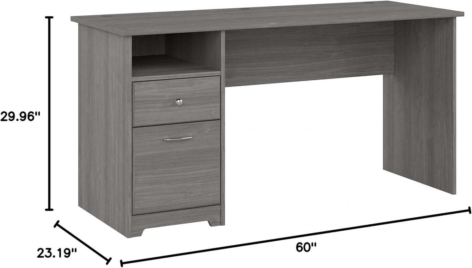 Cabot 60W Computer Desk with Drawers in Modern Gray - Engineered Wood