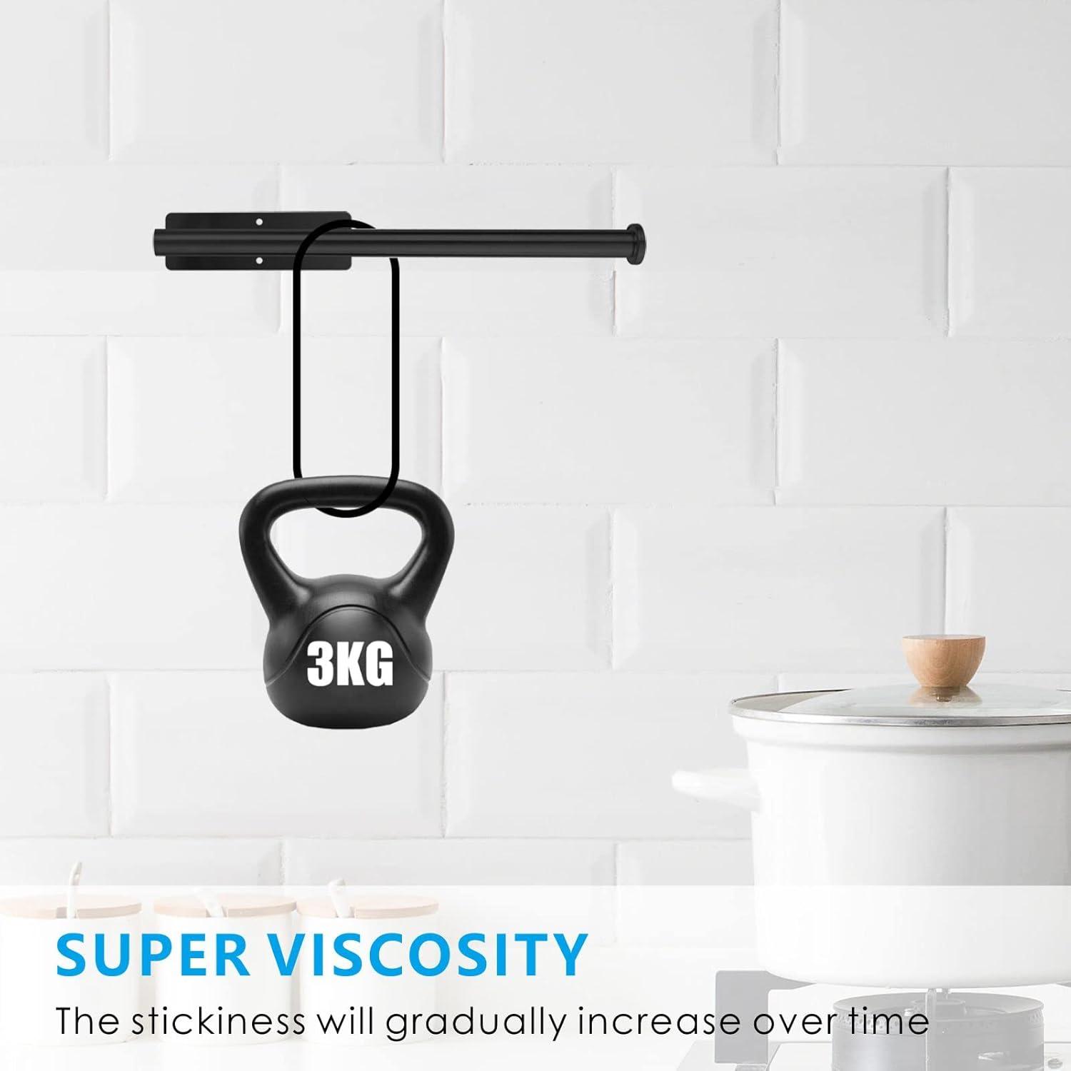 Paper Towel Holder - Under Cabinet Paper Towel Rack for Kitchen、Bathroom,SUS304 Stainless Steel(Matte Black)