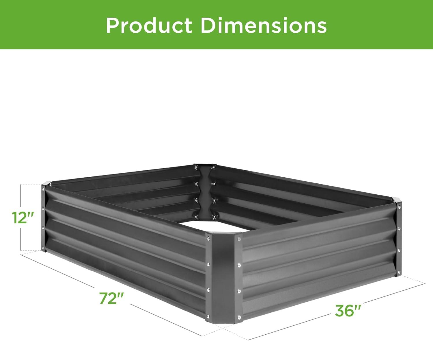 Dark Gray Powder-Coated Steel Outdoor Raised Garden Bed