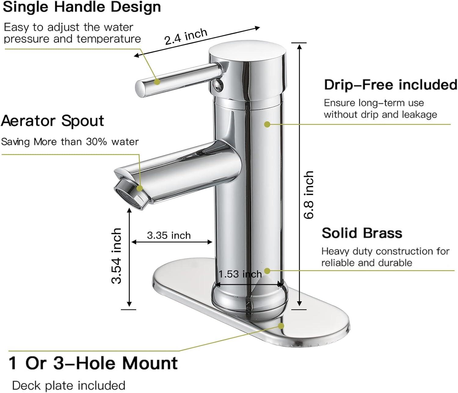 Polished Chrome Single Handle Deck Mount Bathroom Faucet