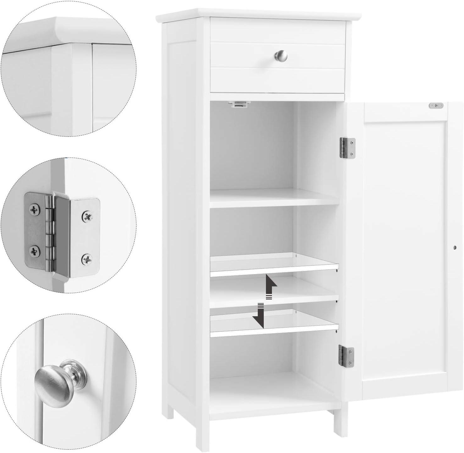 White MDF Freestanding Cabinet with Adjustable Shelving