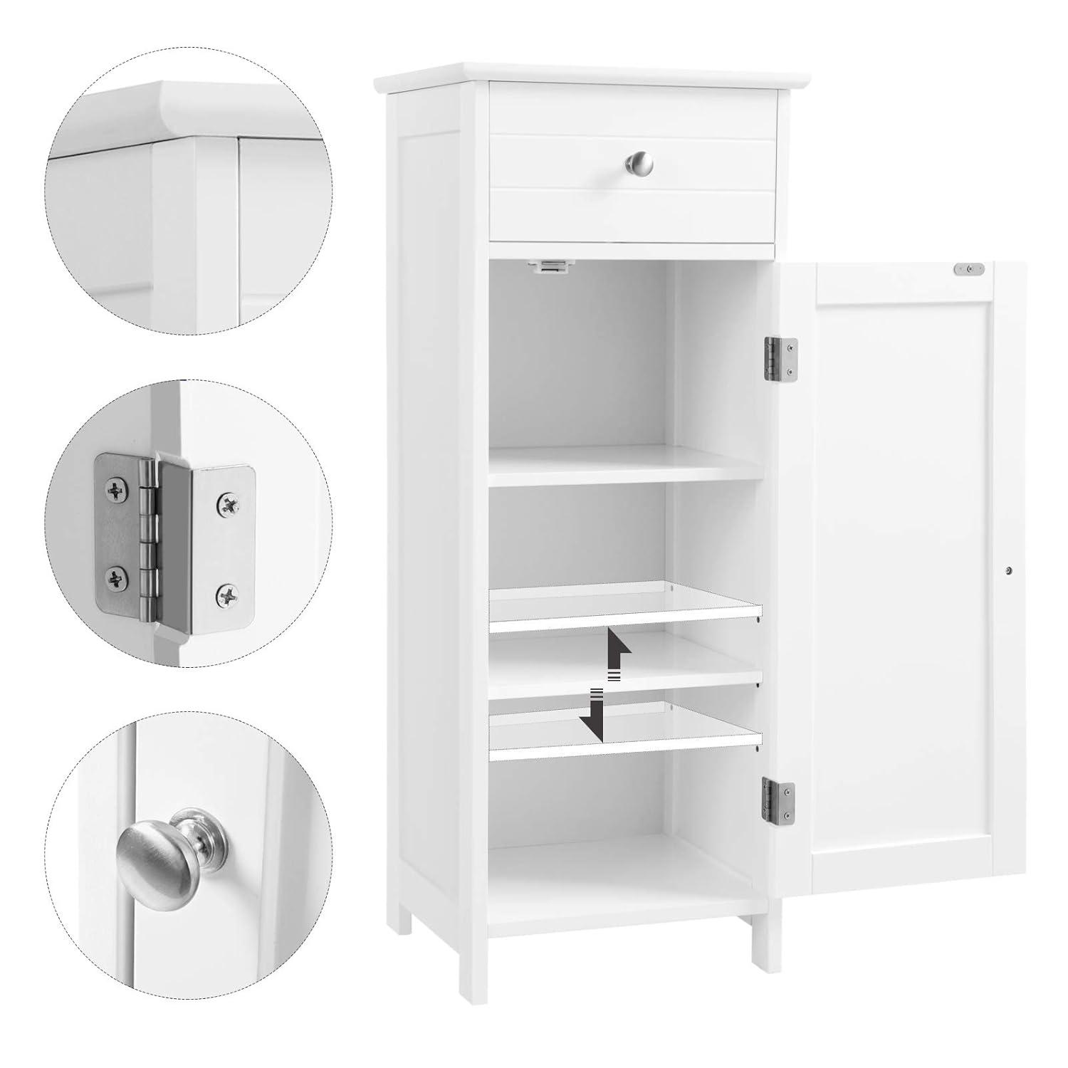 White MDF Freestanding Cabinet with Adjustable Shelving