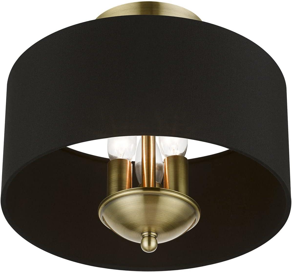 Livex Lighting Huntington 3 - Light Semi-Flush Mount in  Antique Brass