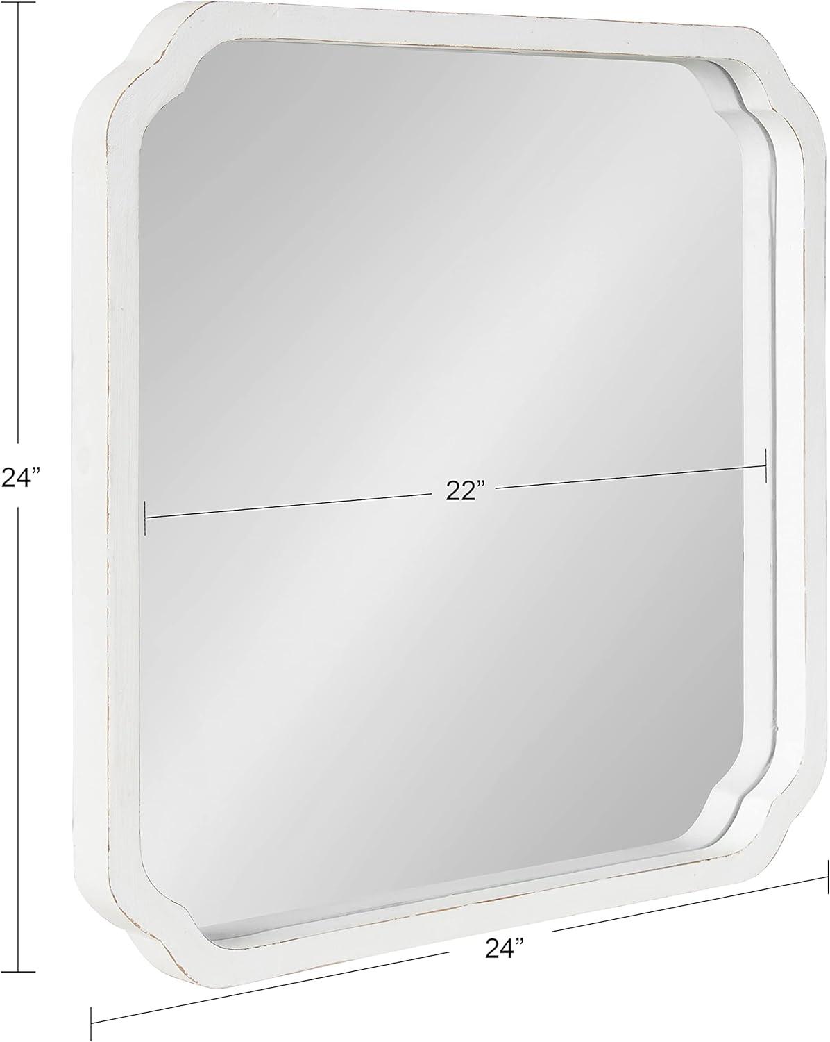 Marston Square White Wood Bathroom Vanity Mirror 24x24