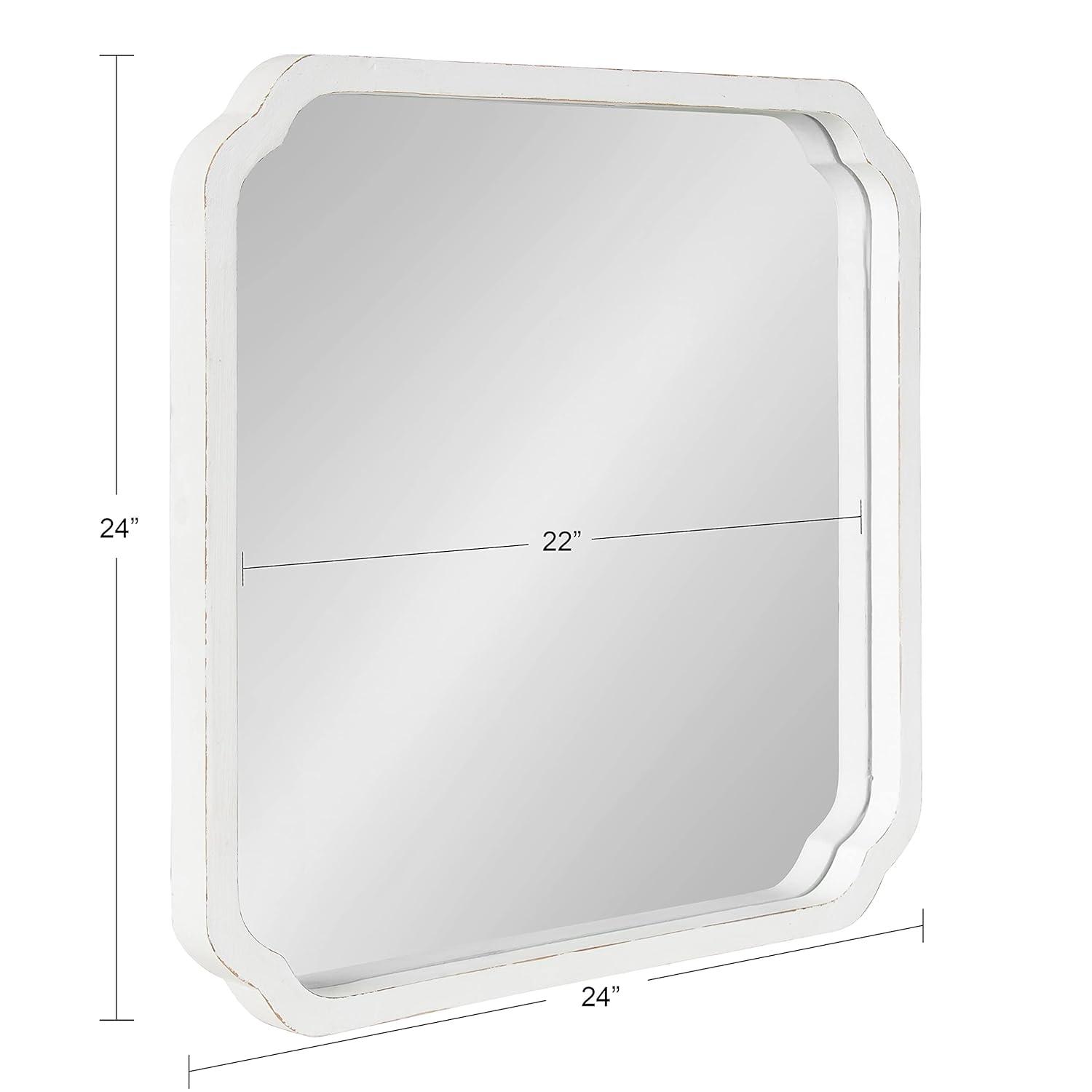 Kate & Laurel All Things Decor 24"x24" Marston Farmhouse Rectangle Wall Mirror White: No Assembly, Wood Frame, Wall Mounted