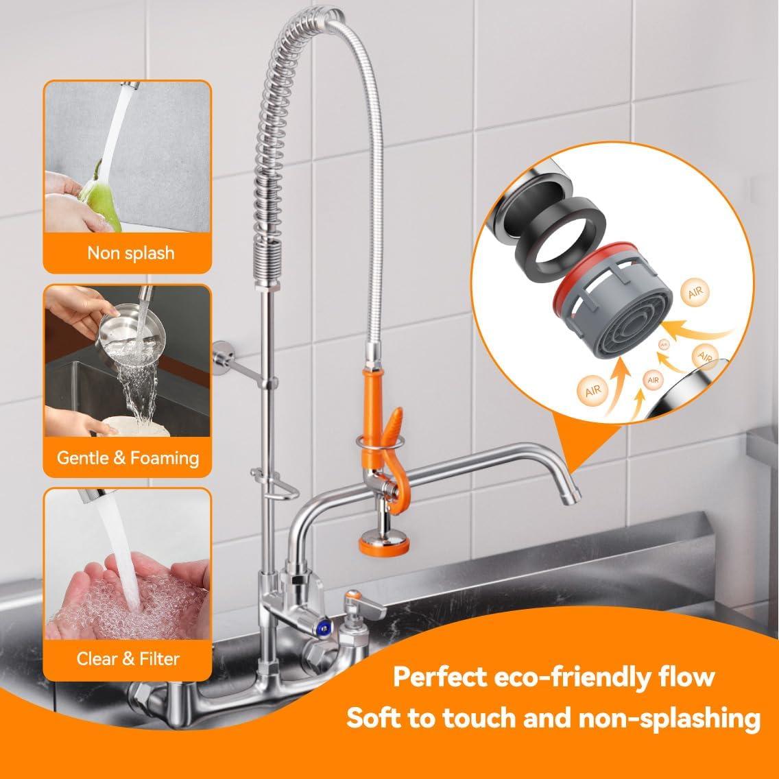 iVIGA Commercial Kitchen Faucet with Pre-Rinse Sprayer 36 Inch 2314300C-36-WF