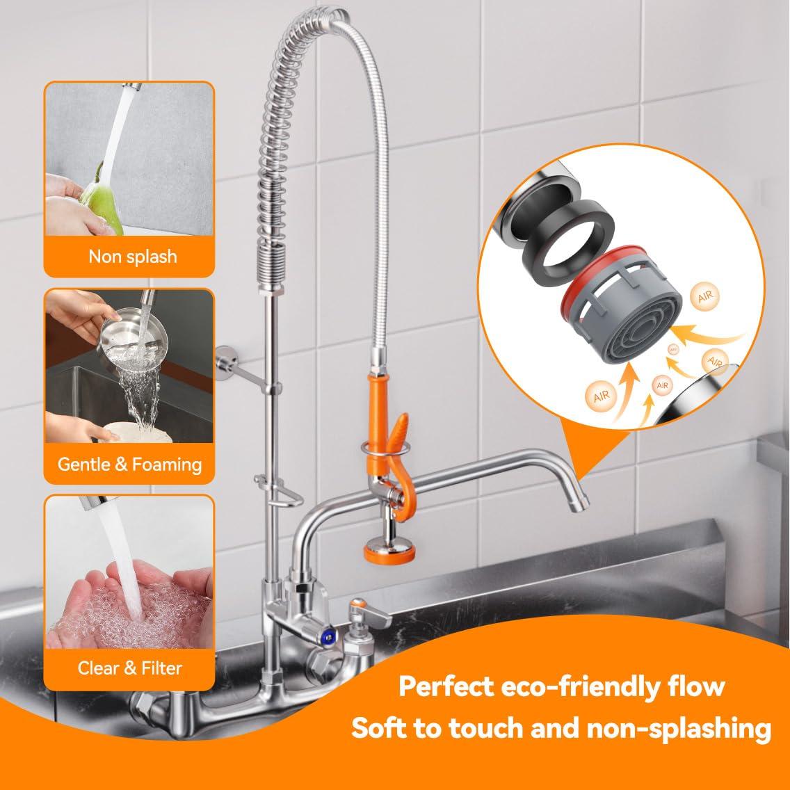 iVIGA Commercial Kitchen Faucet with Pre-Rinse Sprayer 36 Inch 2314300C-36-WF