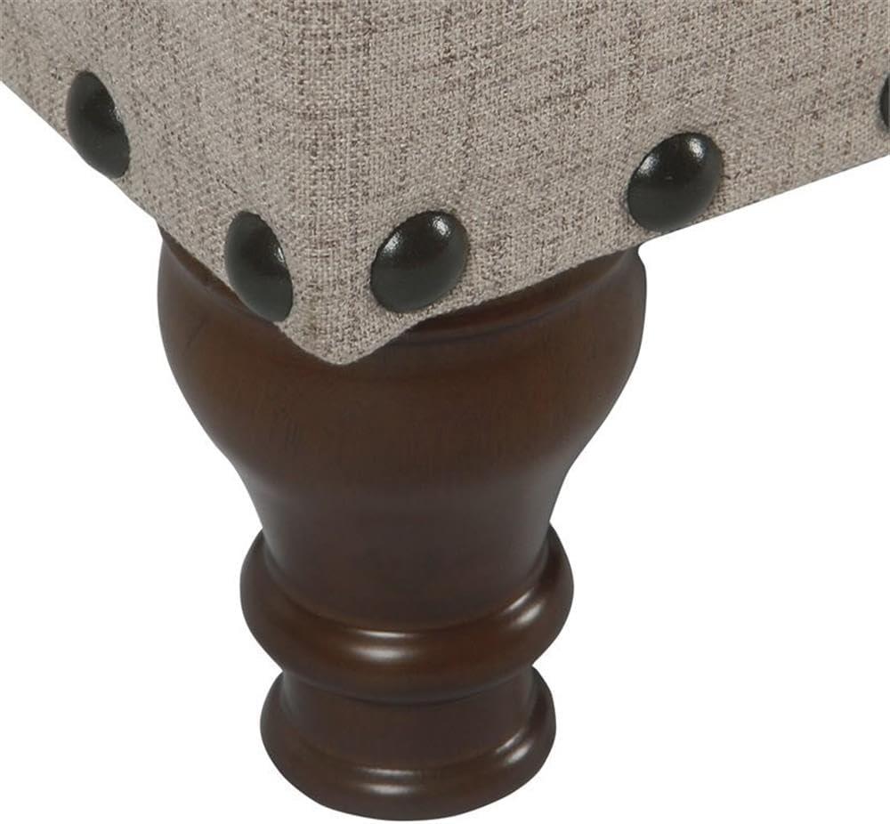 Large Storage Bench with Nailhead Trim Tan - HomePop: Upholstered Ottoman, Bedroom Accent Furniture, Foam Cushioned Seating