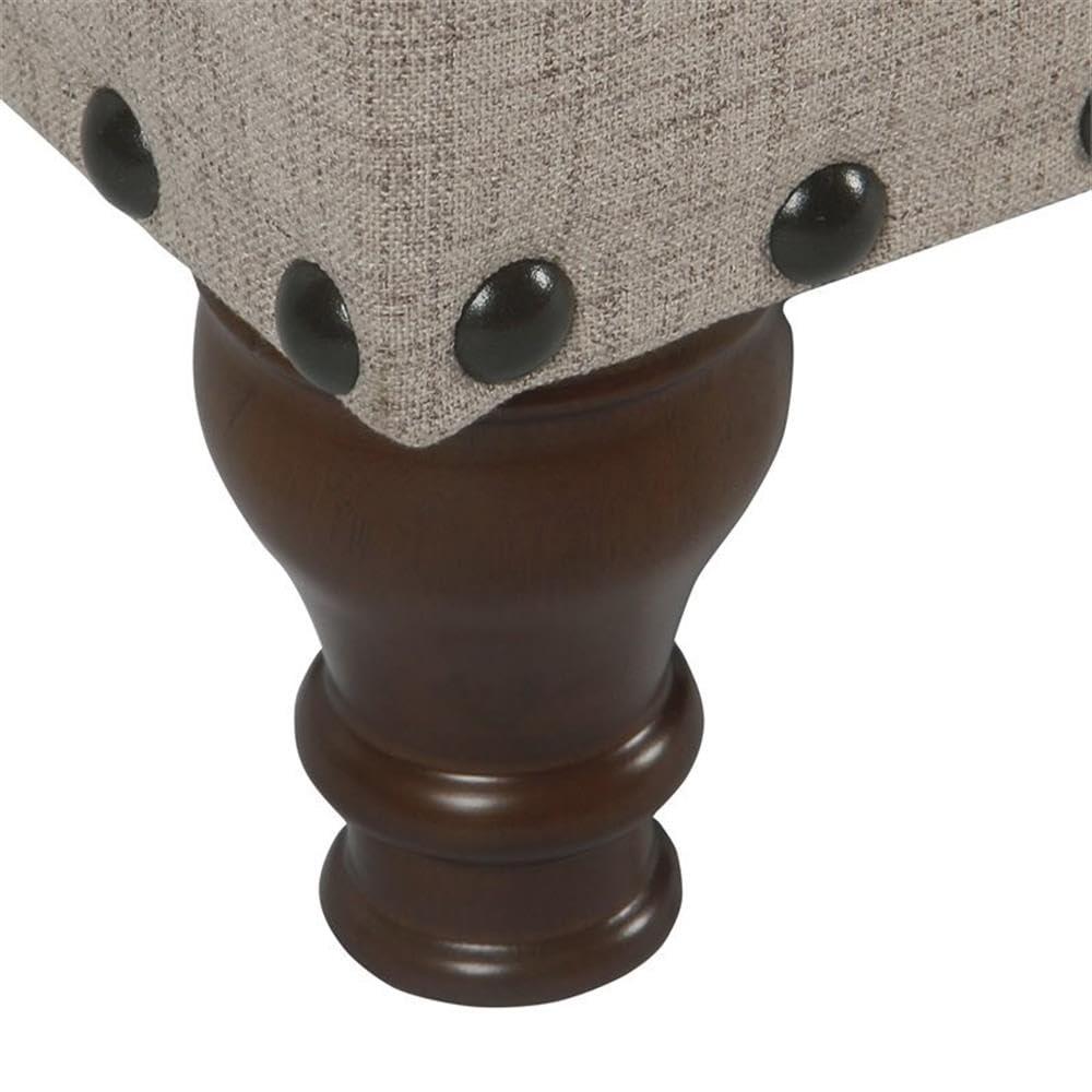 Large Storage Bench with Nailhead Trim Tan - HomePop: Upholstered Ottoman, Bedroom Accent Furniture, Foam Cushioned Seating