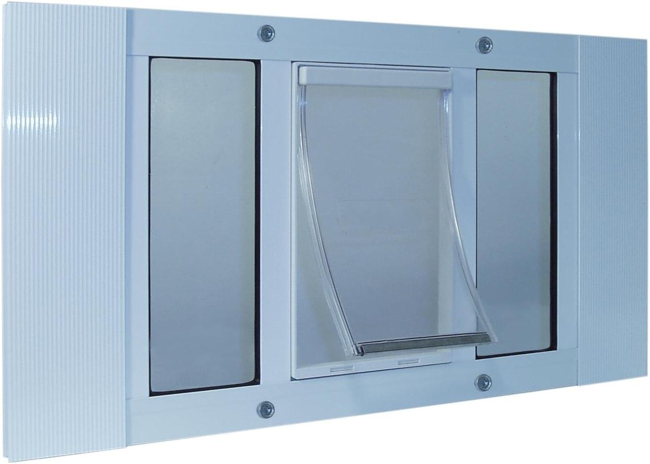 Ideal Pet Products Aluminum Sash Window Pet Door, Adjustable to Fit Window Widths from 27" to 32", Medium 7” x 11-1/4” Flap Size