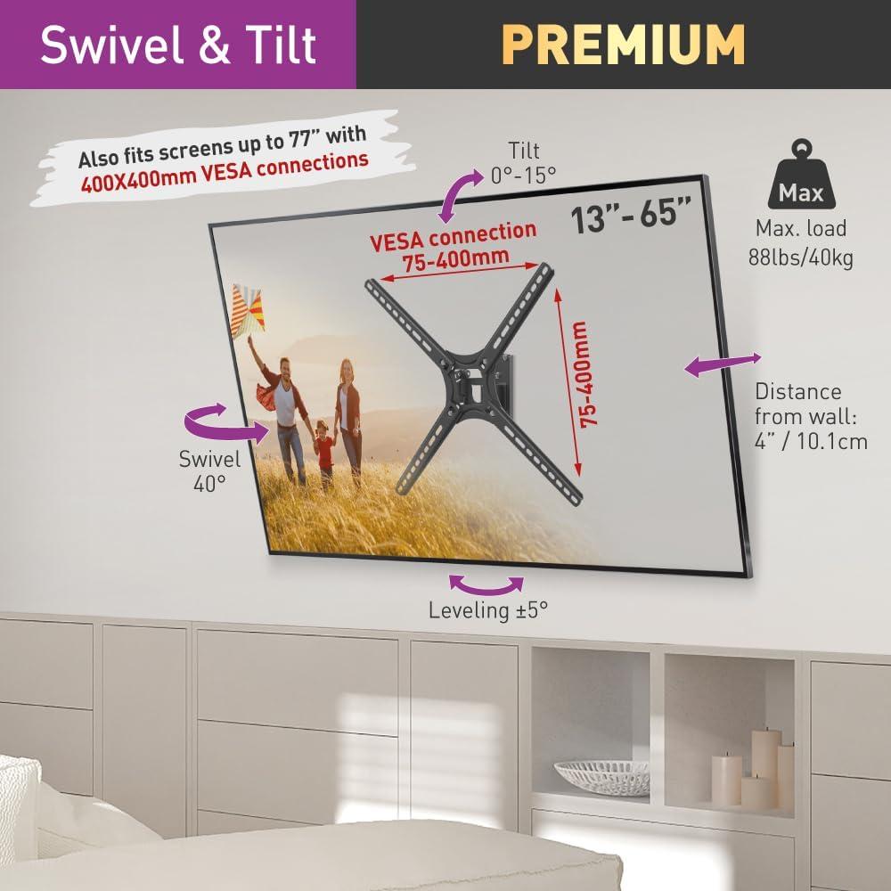 Barkan 13" - 65" Swivel & Tilt TV Wall Mount