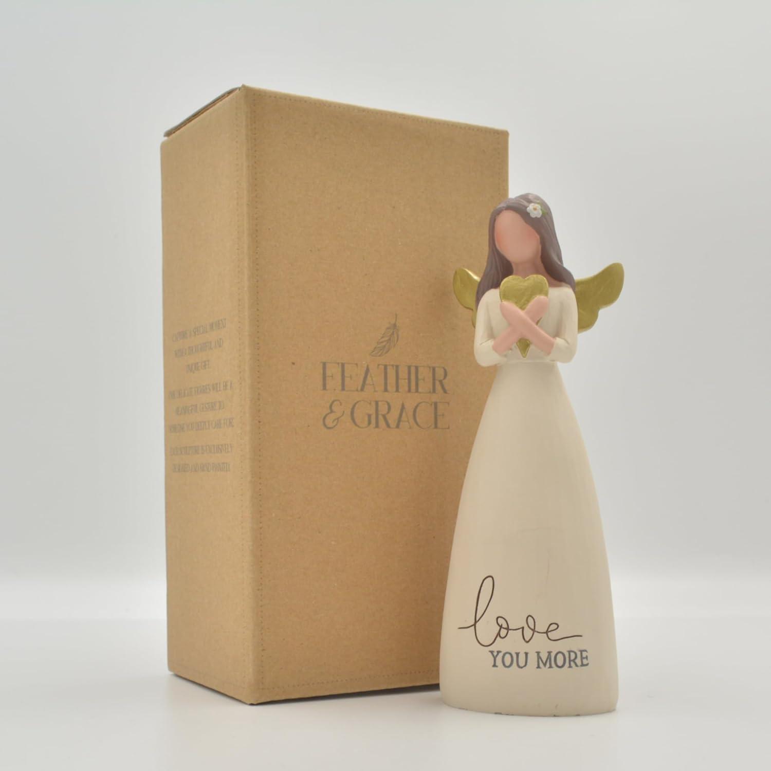 Soft Cream Resin Angel Figurine with Heart