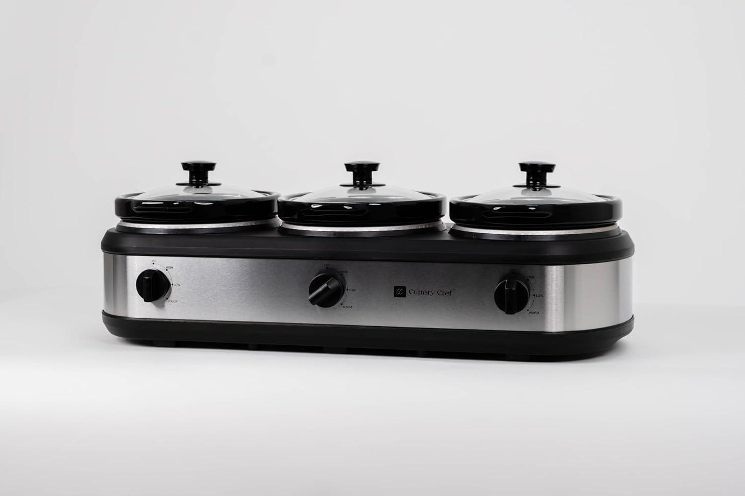 Culinary Chef 3 x 2.5 Qt. Triple Slow Cooker - Stainless-Steel