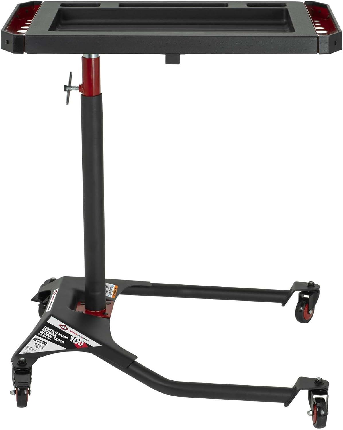 Adjustable Black and Red Alloy Steel Mobile Work Table