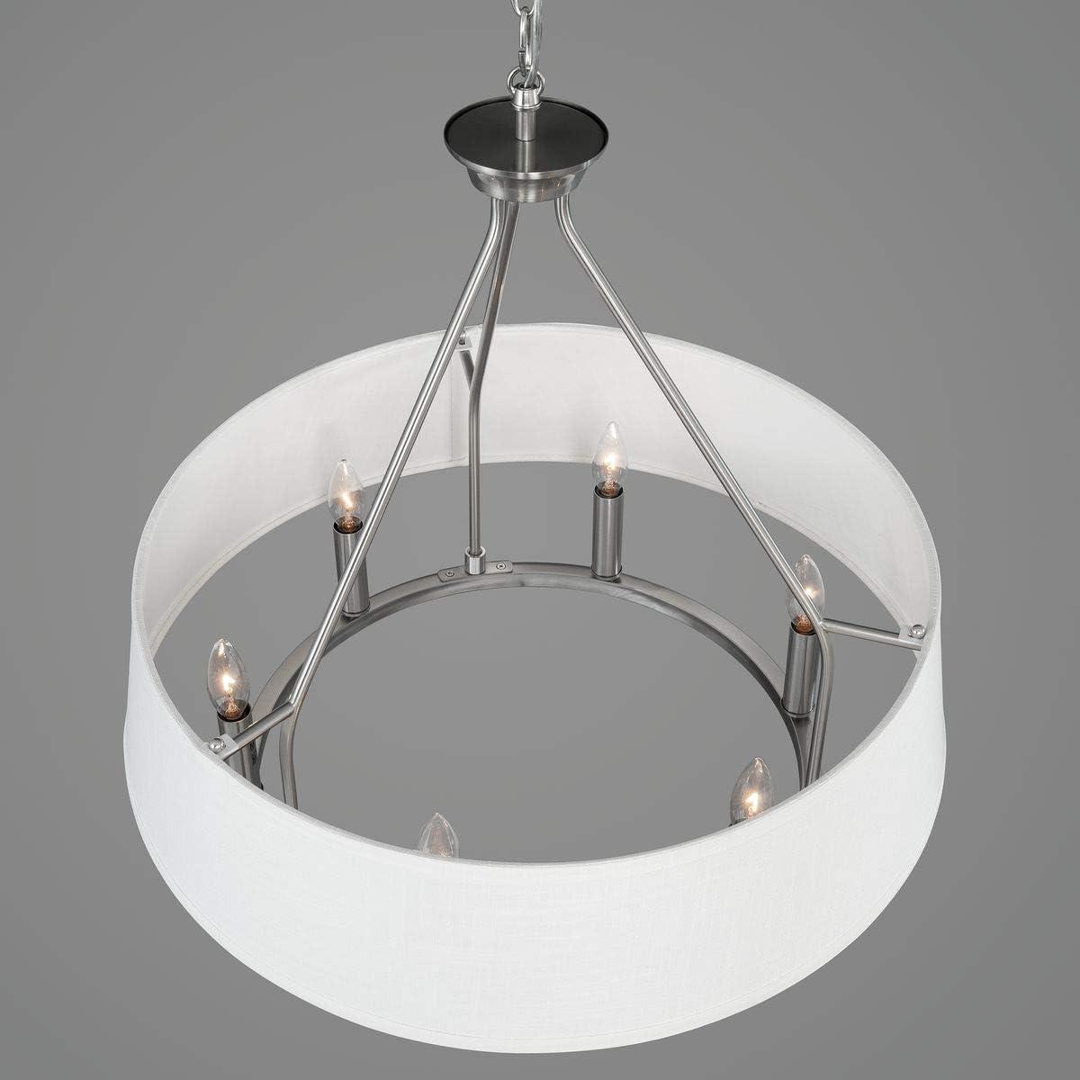 Progress Lighting Cherish 6-Light Chandelier, Brushed Nickel, Summer Linen Shade