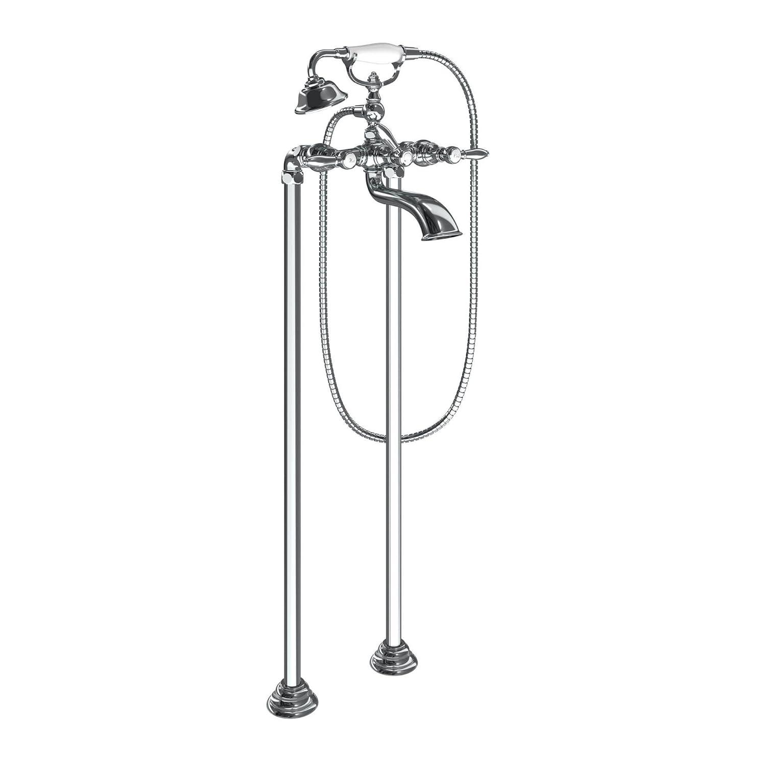 Weymouth Double Handle Floor Mounted Clawfoot Tub Faucet Trim with Diverter and Handshower