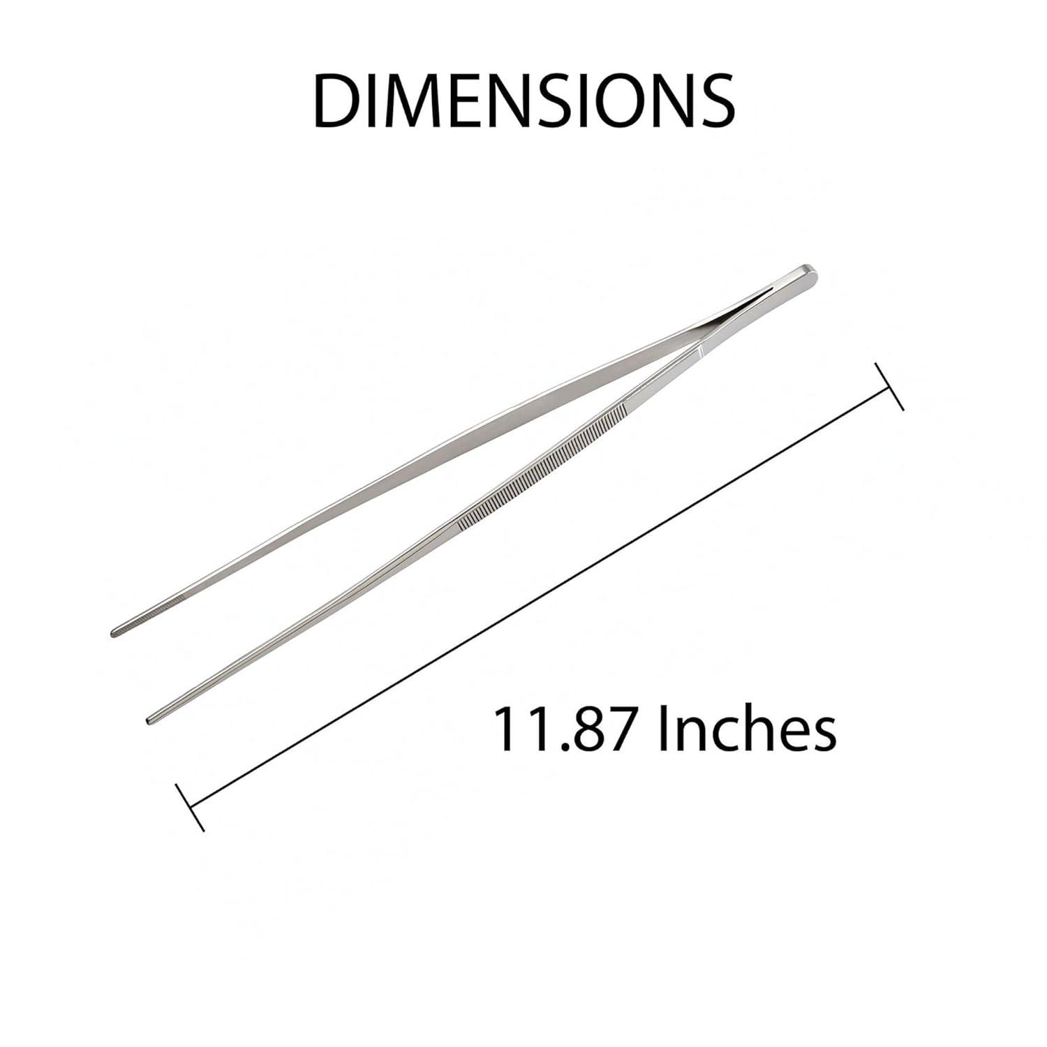 Cutlery-Pro Straight Culinary Precision Tong, Cat Cora Approved, Stainless Steel