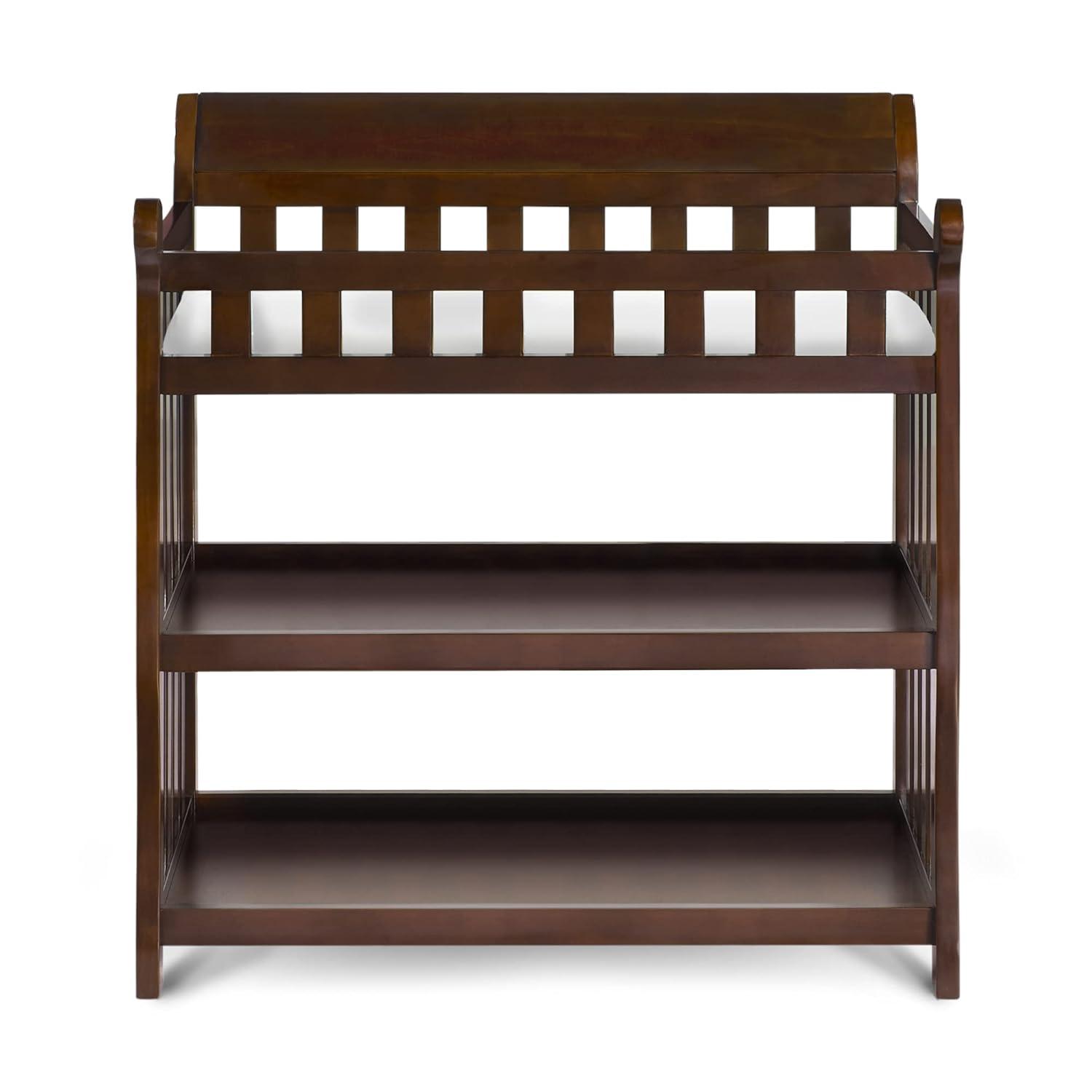 Black Cherry Espresso Wooden Changing Table with Safety Strap