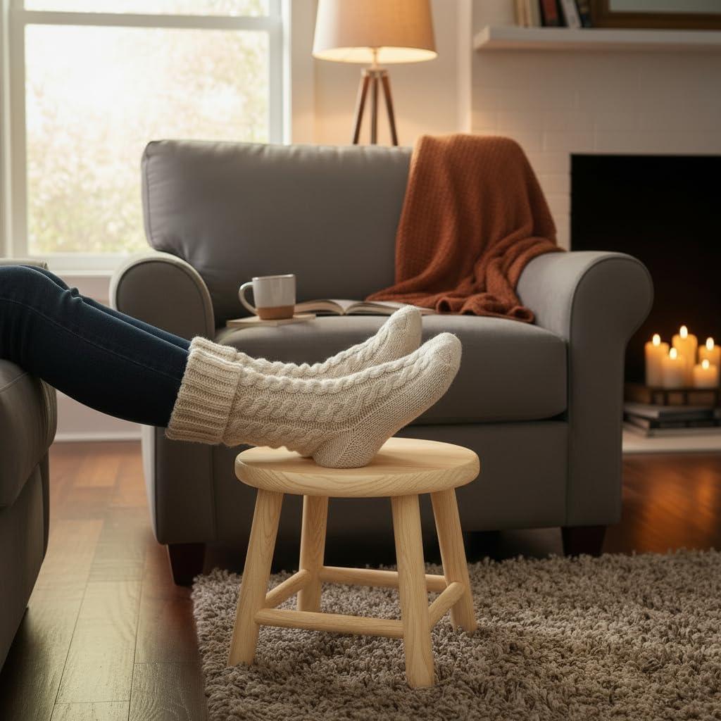 Natural Oak Handcrafted Solid Wood Kids Stool